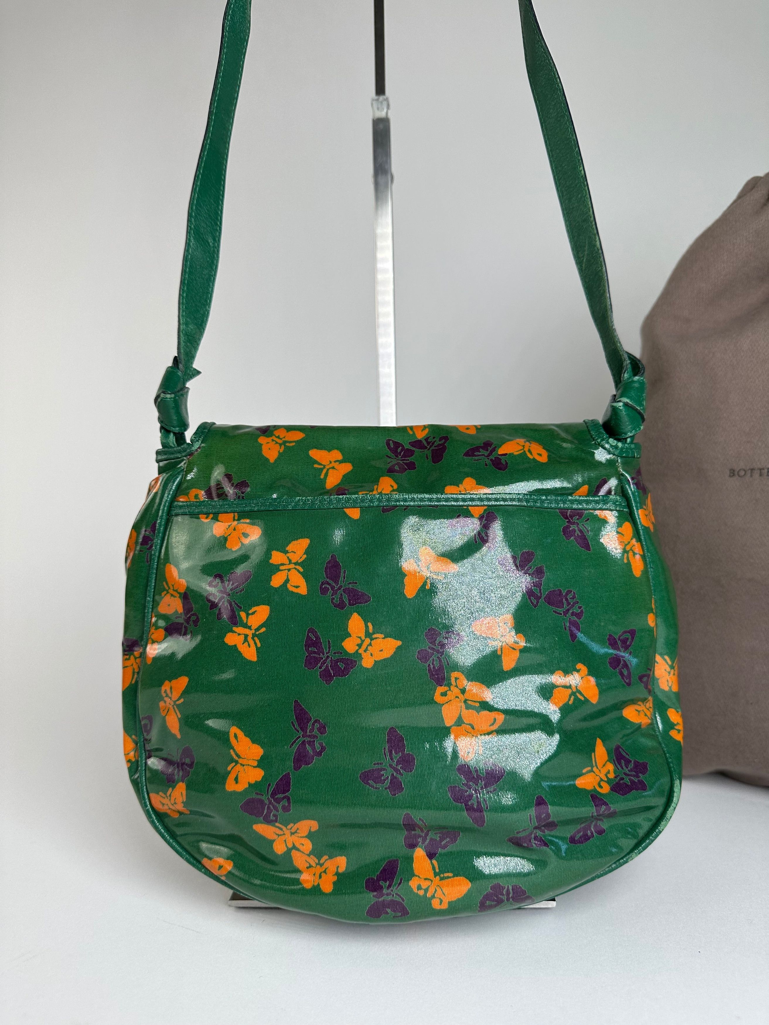 Bottega Veneta Vintage Butterfly Print Patent Shoulder Bag Green Size ONE SIZE - 14 Thumbnail