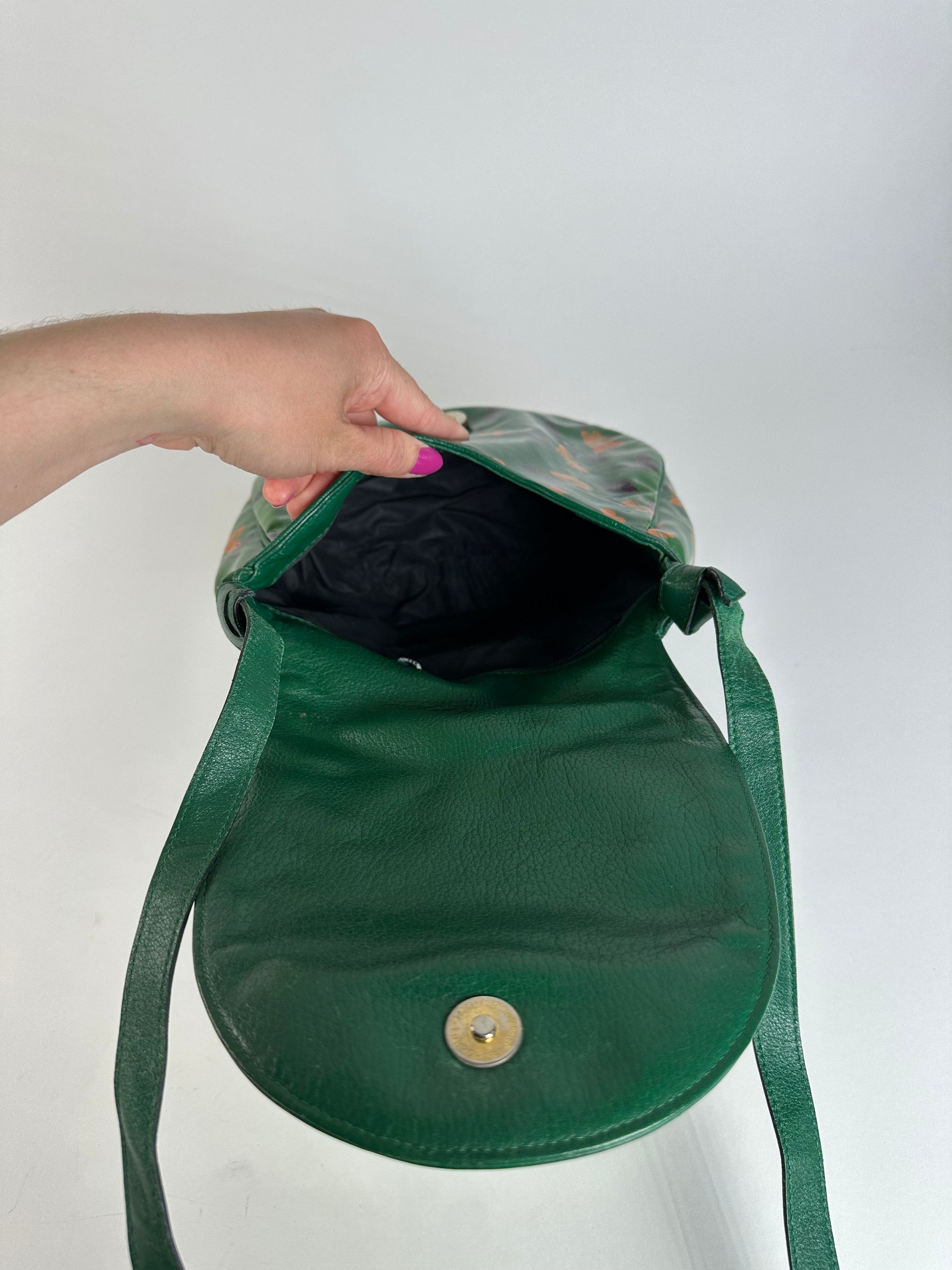 Bottega Veneta Vintage Butterfly Print Patent Shoulder Bag Green Size ONE SIZE - 12 Thumbnail