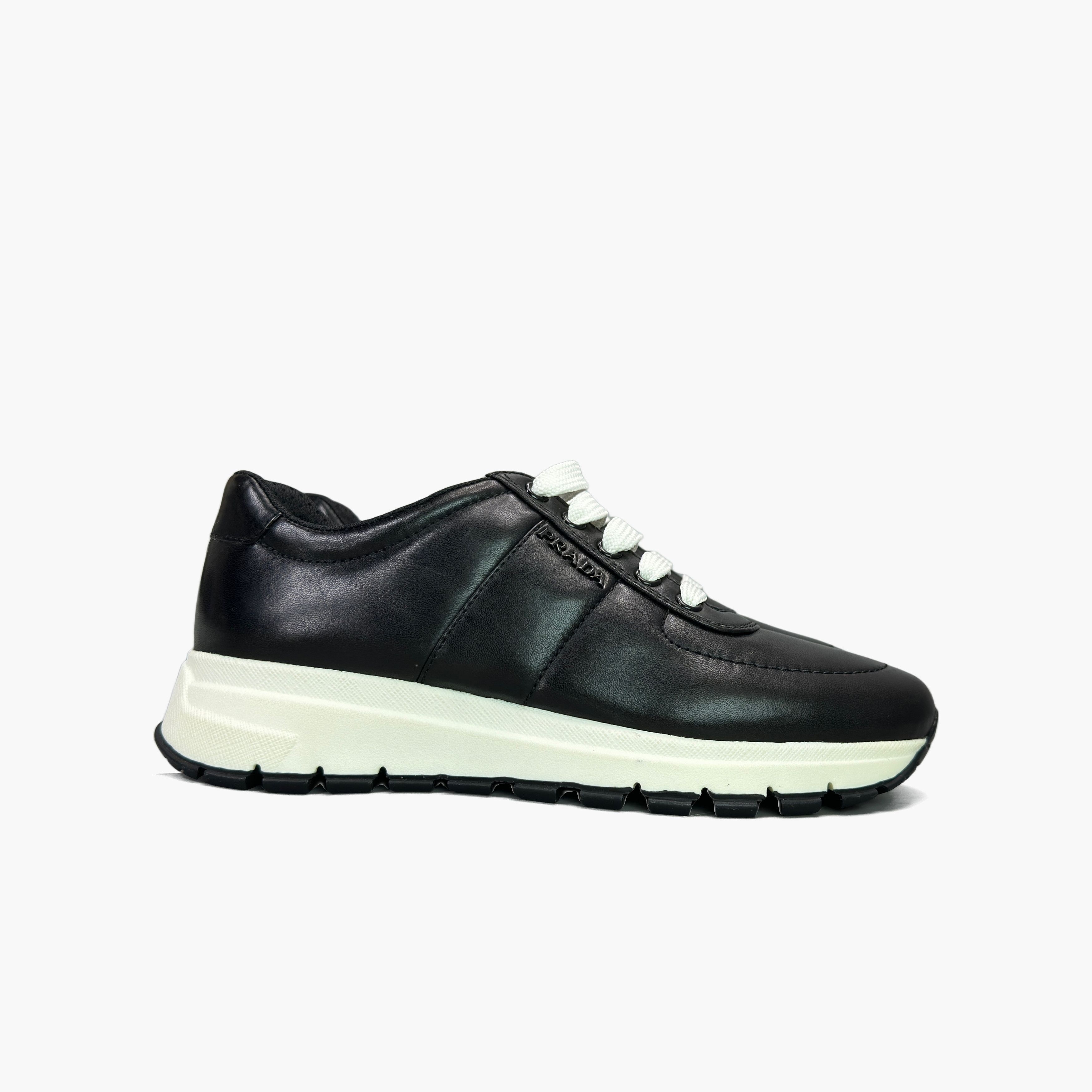 Prada Prada Black Leather Low-Top Sneakers Size 37 Size US 7 / IT 37 - 4 Thumbnail