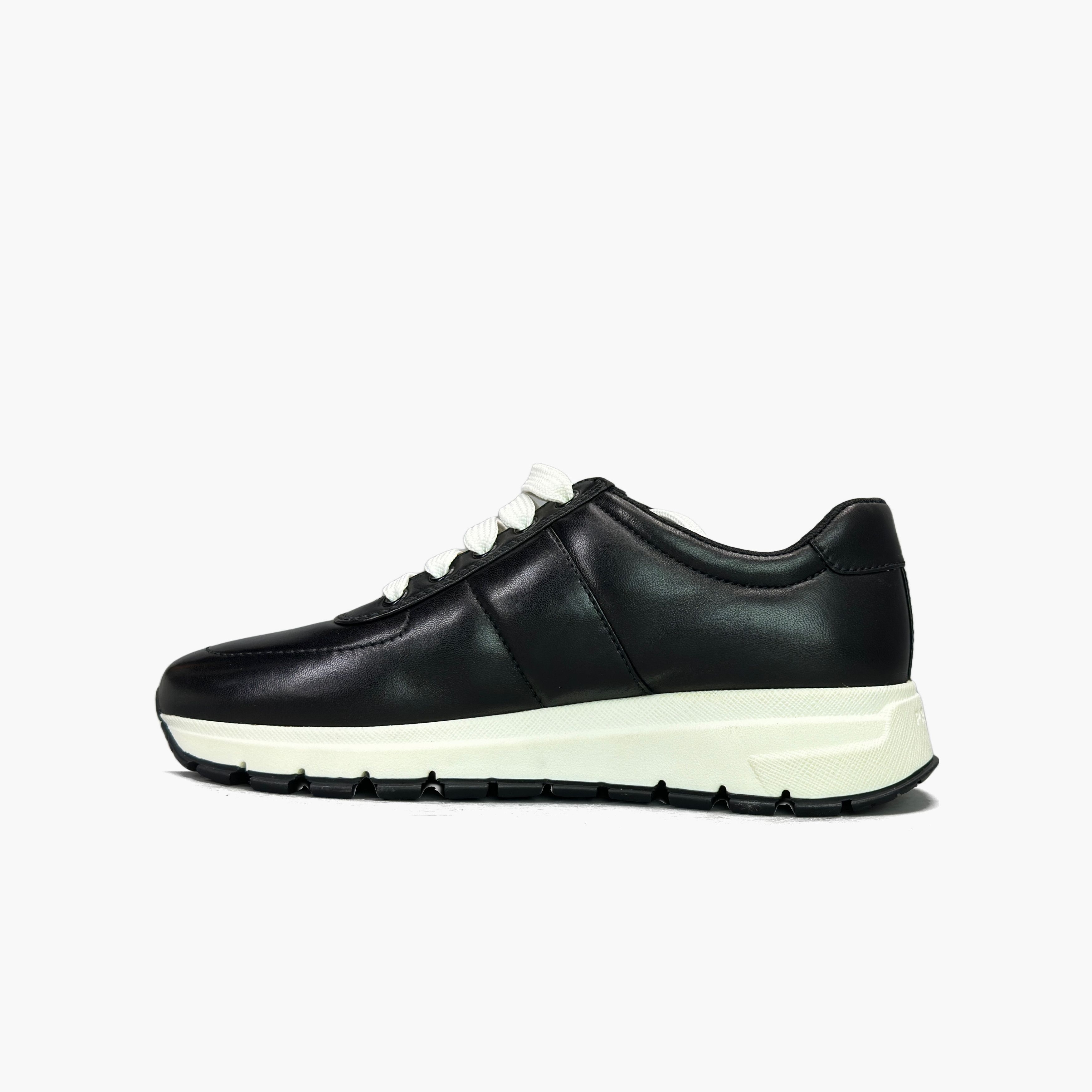 Prada Prada Black Leather Low-Top Sneakers Size 37 Size US 7 / IT 37 - 3 Thumbnail