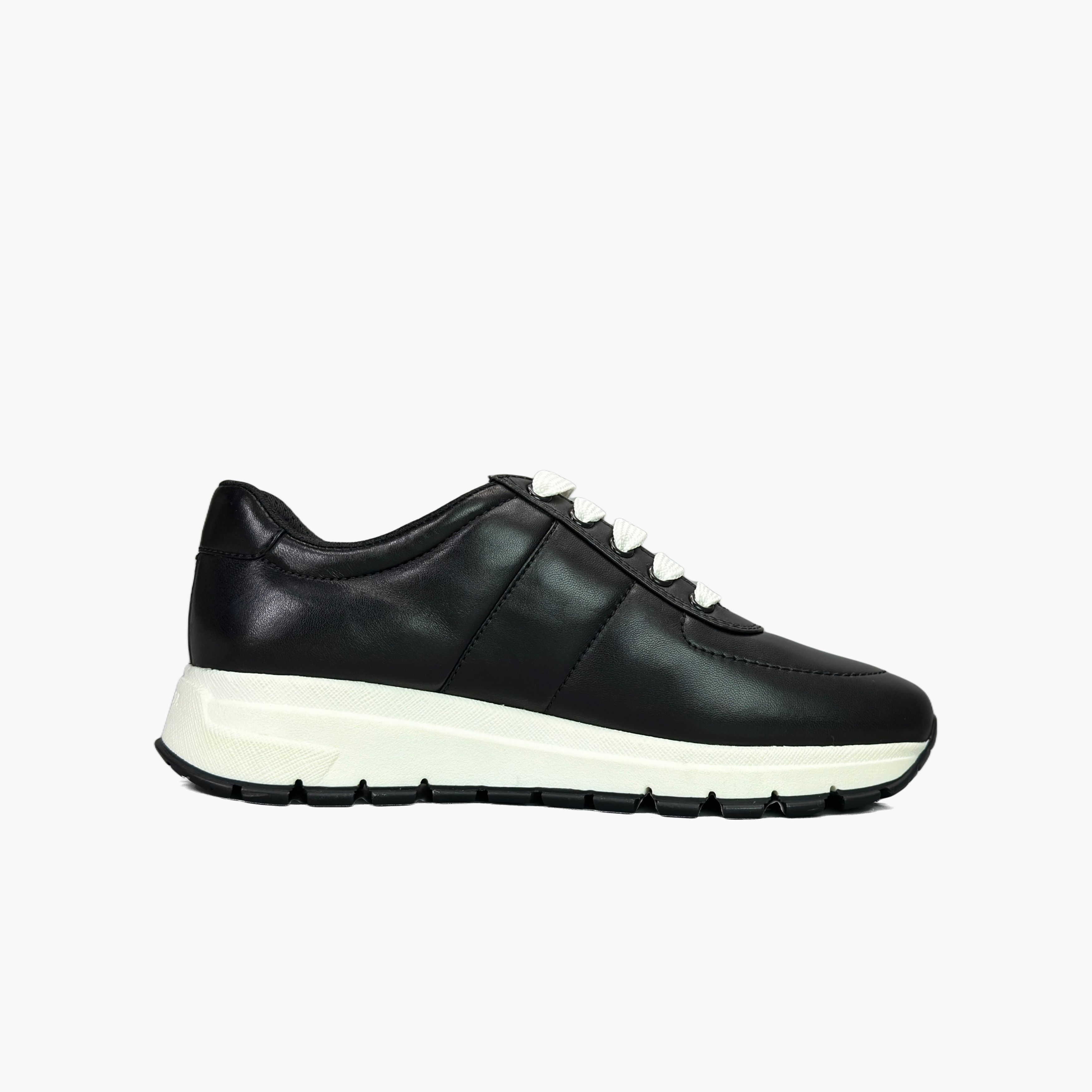 Prada Prada Black Leather Low-Top Sneakers Size 37 Size US 7 / IT 37 - 2 Thumbnail