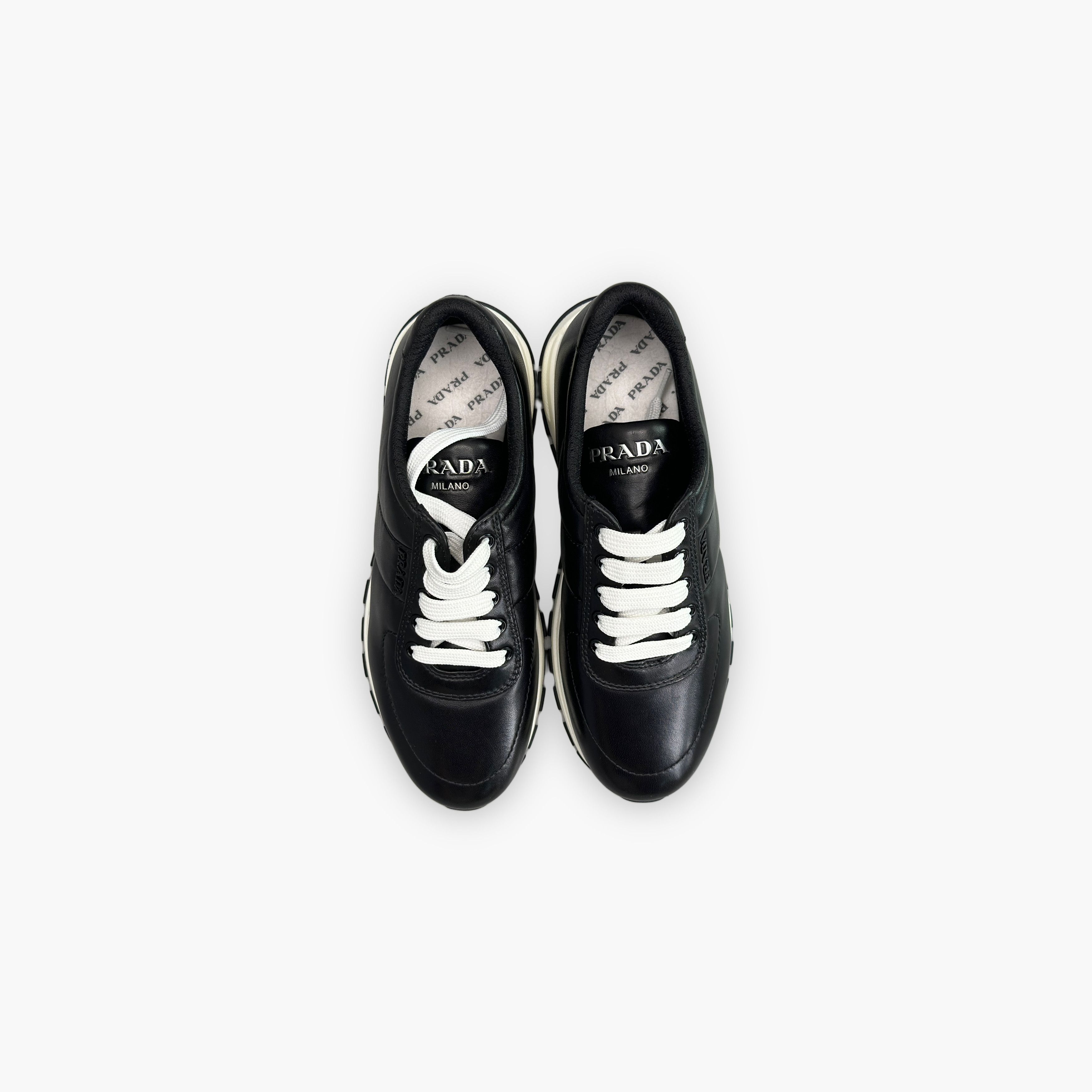 Prada Prada Black Leather Low-Top Sneakers Size 37 Size US 7 / IT 37 - 9 Thumbnail