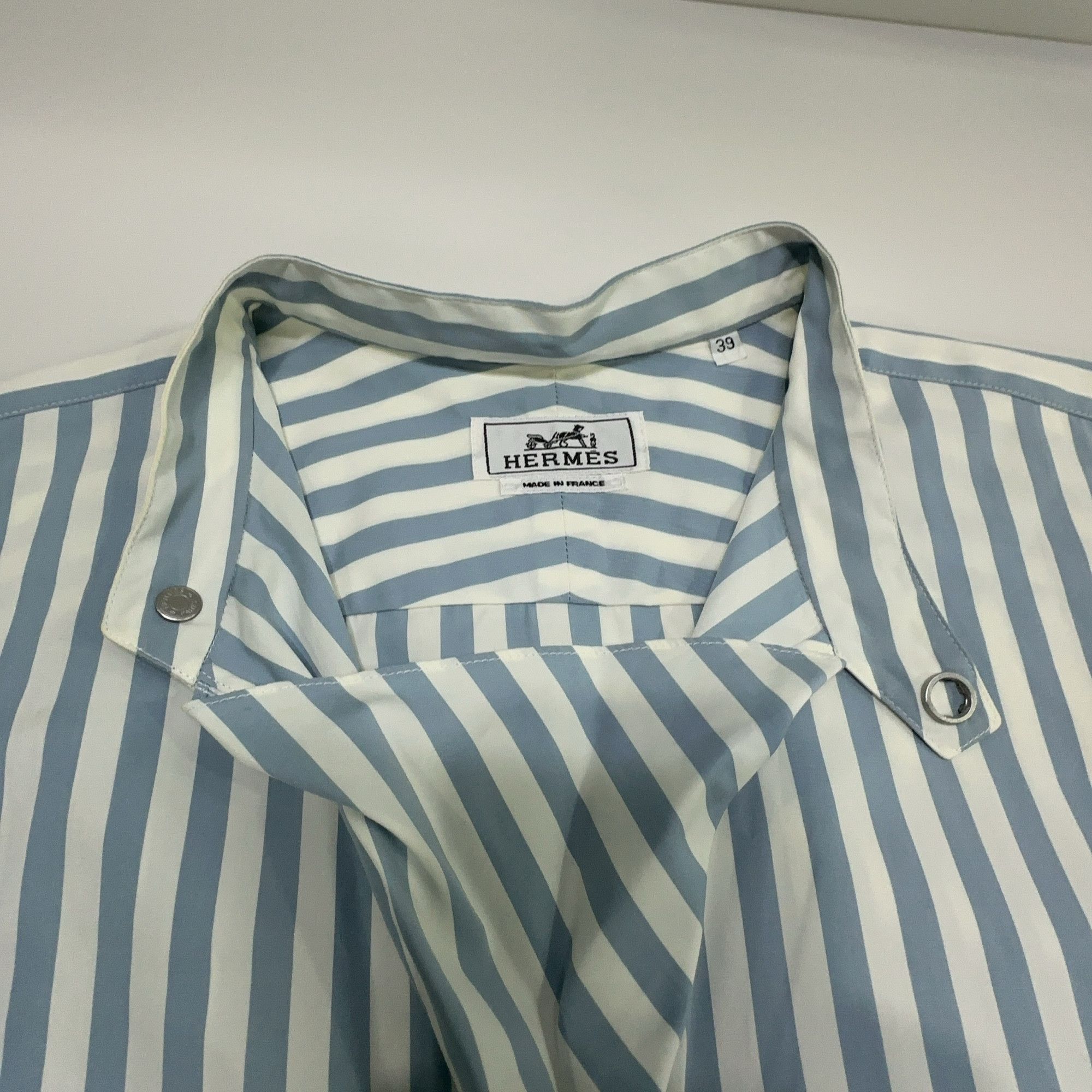 Hermes Hermès Striped Button Up Shirt Size 39 Size US M / EU 48-50 / 2 - 6 Thumbnail