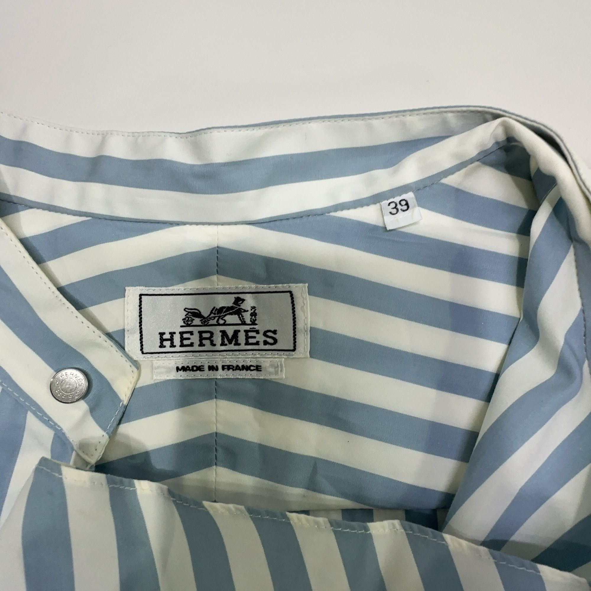 Hermes Hermès Striped Button Up Shirt Size 39 Size US M / EU 48-50 / 2 - 3 Thumbnail