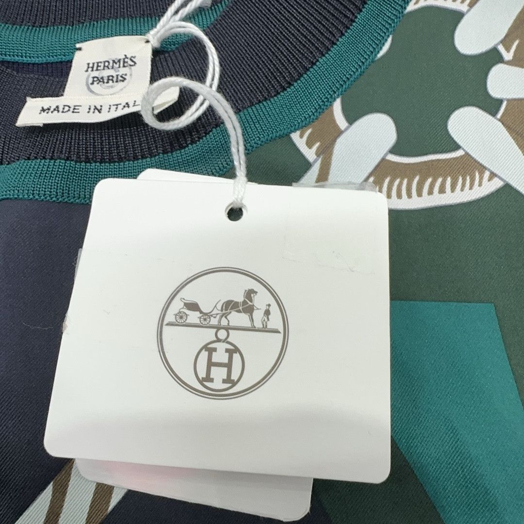 Hermes Hermès Geometric Print Short Sleeve Sweater Size 34 Size XS / US 0-2 / IT 36-38 - 4 Thumbnail