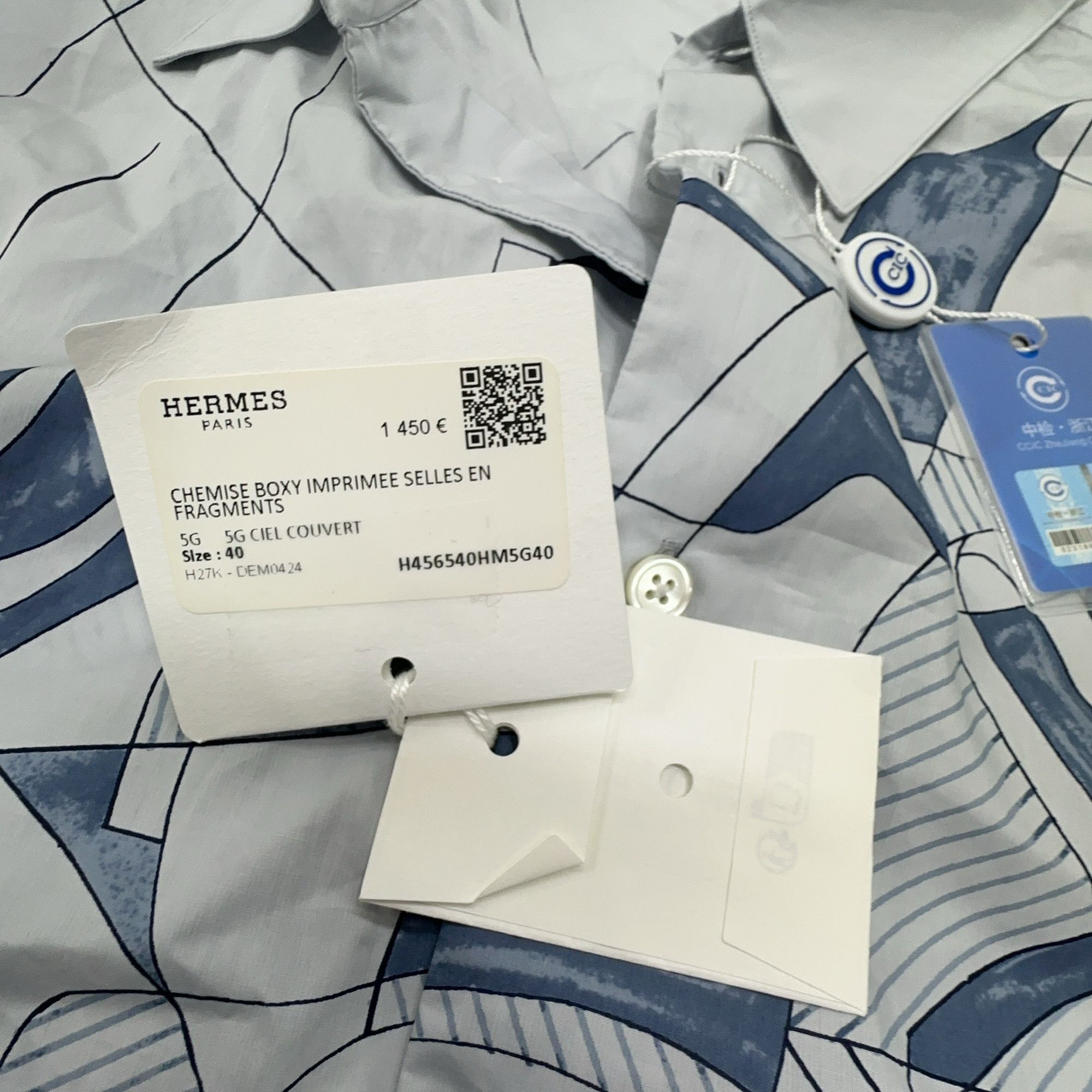 Hermes HERMES Selles en Fragments Print Shirt Size M Size US XXS / EU 40 - 4 Thumbnail