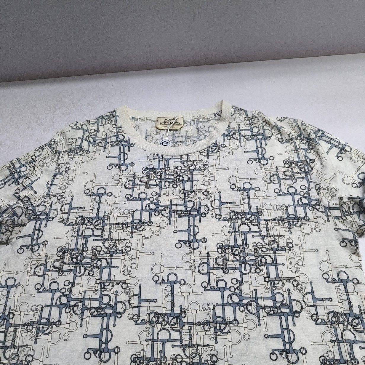 Hermes Hermes Geometric Pattern T-Shirt White Size L Size US L / EU 52-54 / 3 - 9 Thumbnail