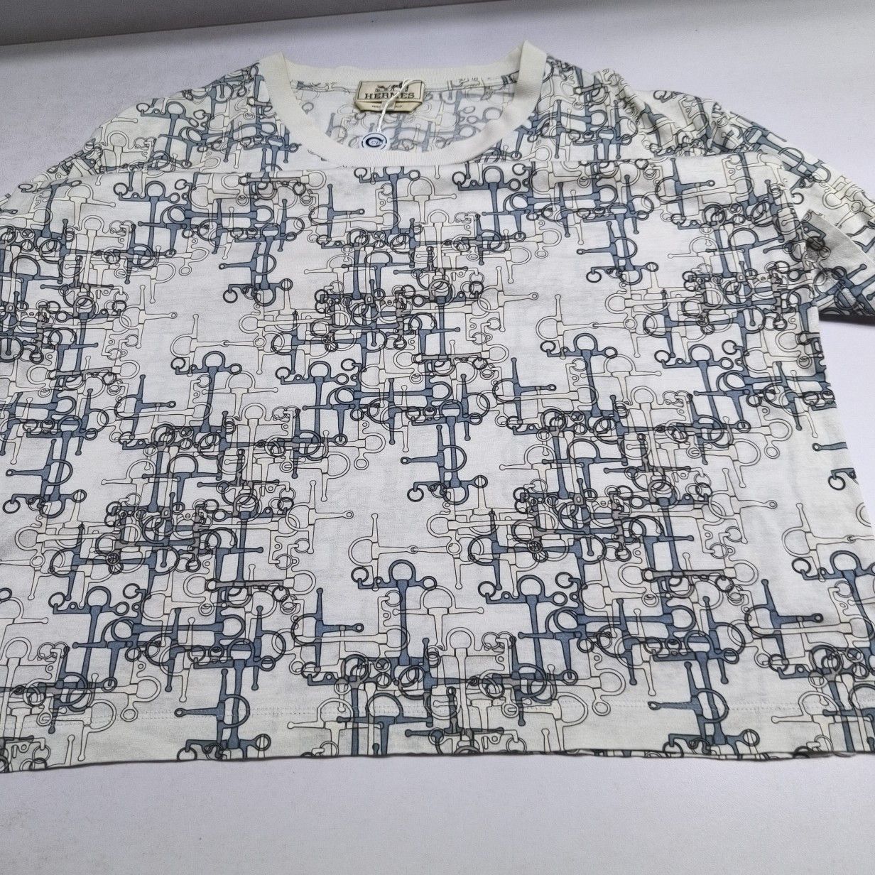 Hermes Hermes Geometric Pattern T-Shirt White Size L Size US L / EU 52-54 / 3 - 10 Thumbnail