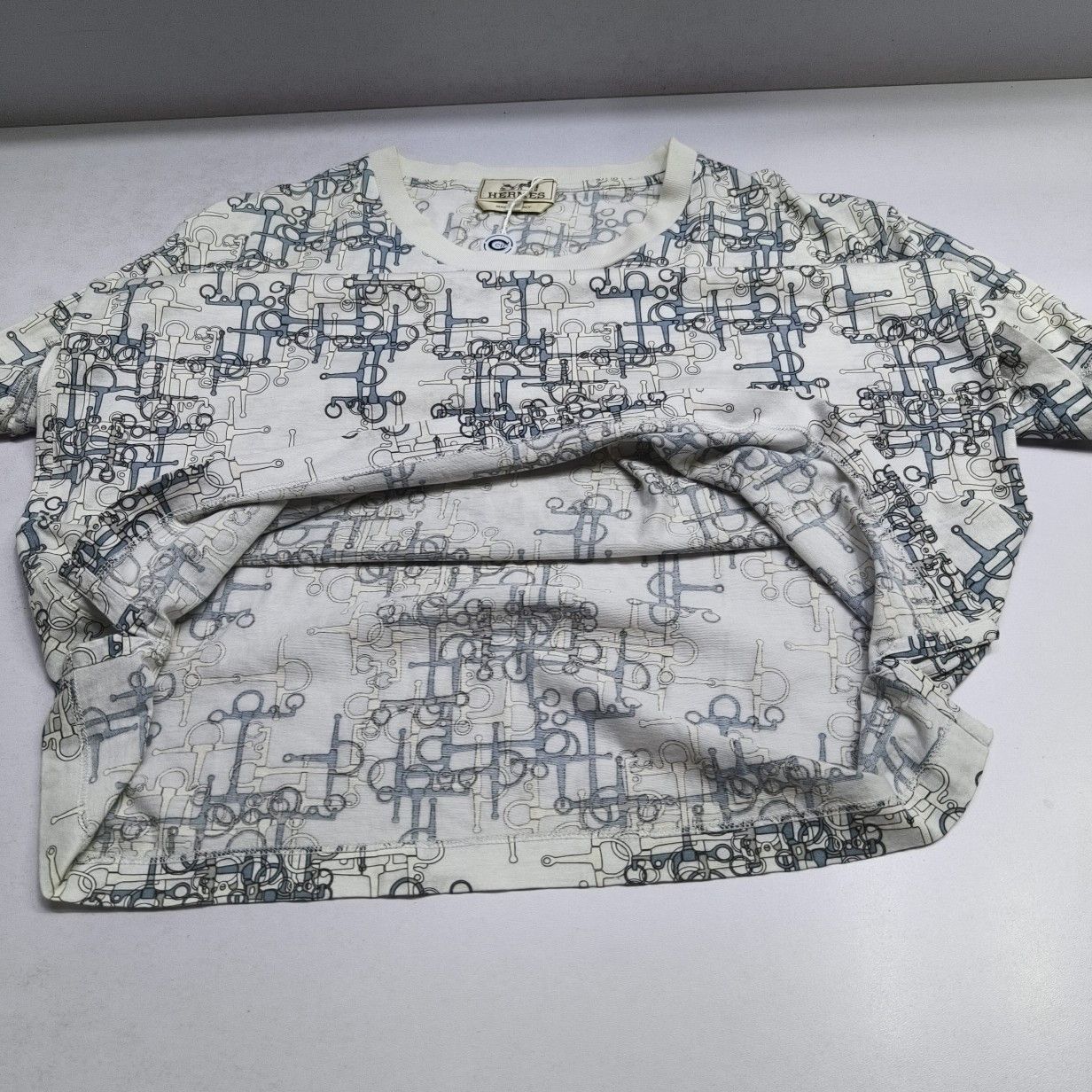 Hermes Hermes Geometric Pattern T-Shirt White Size L Size US L / EU 52-54 / 3 - 11 Thumbnail