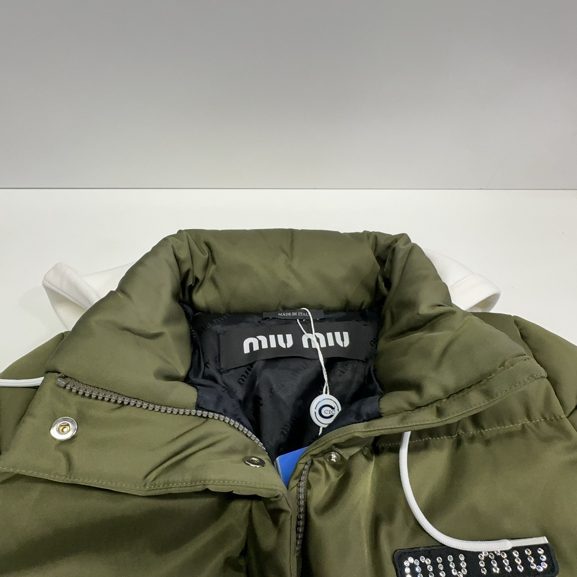 Miu Miu Miu Miu Rhinestone Logo Down Jacket Size 40 Size S / US 4 / IT 40 - 9 Thumbnail