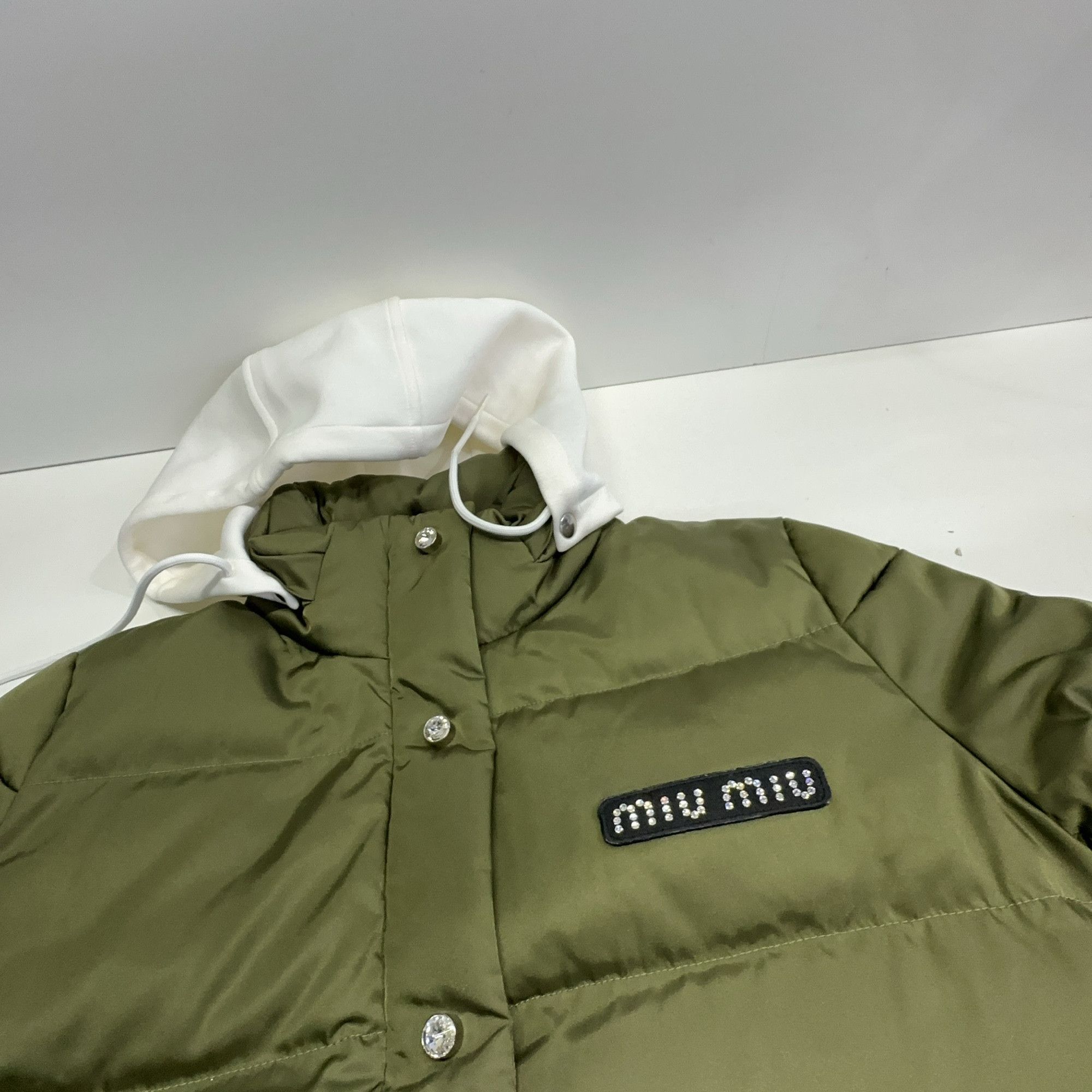 Miu Miu Miu Miu Rhinestone Logo Down Jacket Size 40 Size S / US 4 / IT 40 - 11 Thumbnail