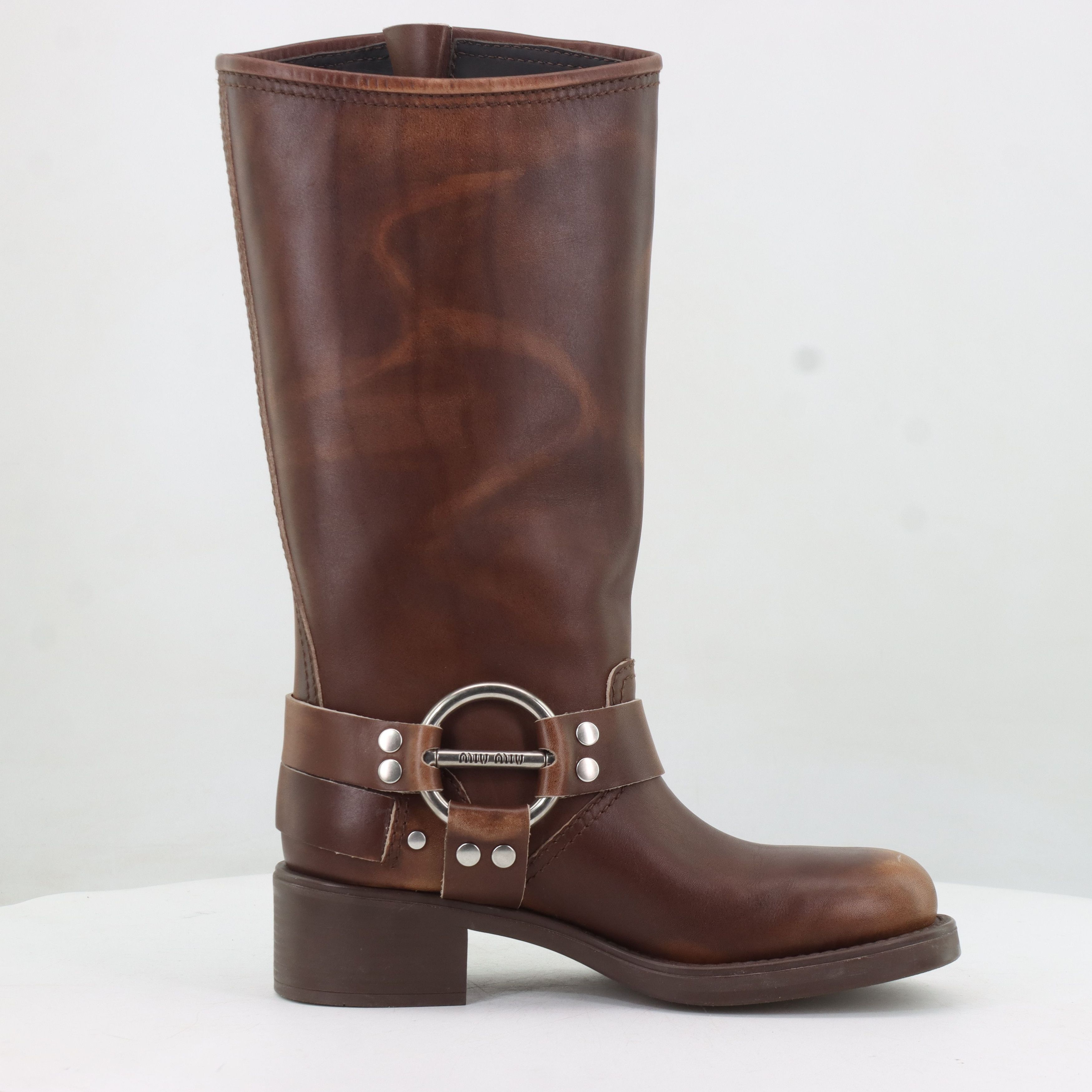 Miu Miu Miu Miu Brown Leather Buckle Boots Size 37 Size US 7 / IT 37 - 7 Thumbnail
