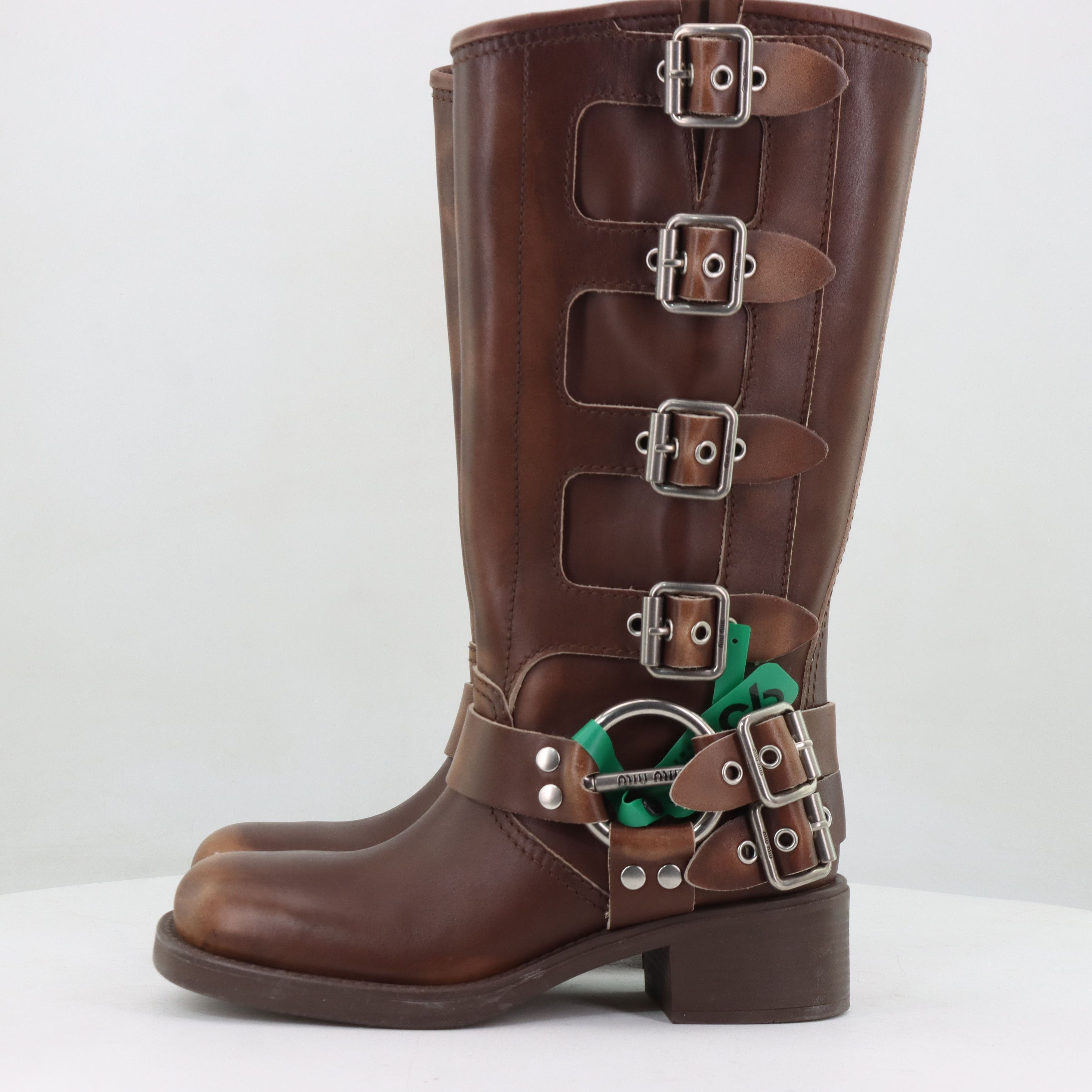 Miu Miu Miu Miu Brown Leather Buckle Boots Size 37 Size US 7 / IT 37 - 2 Thumbnail