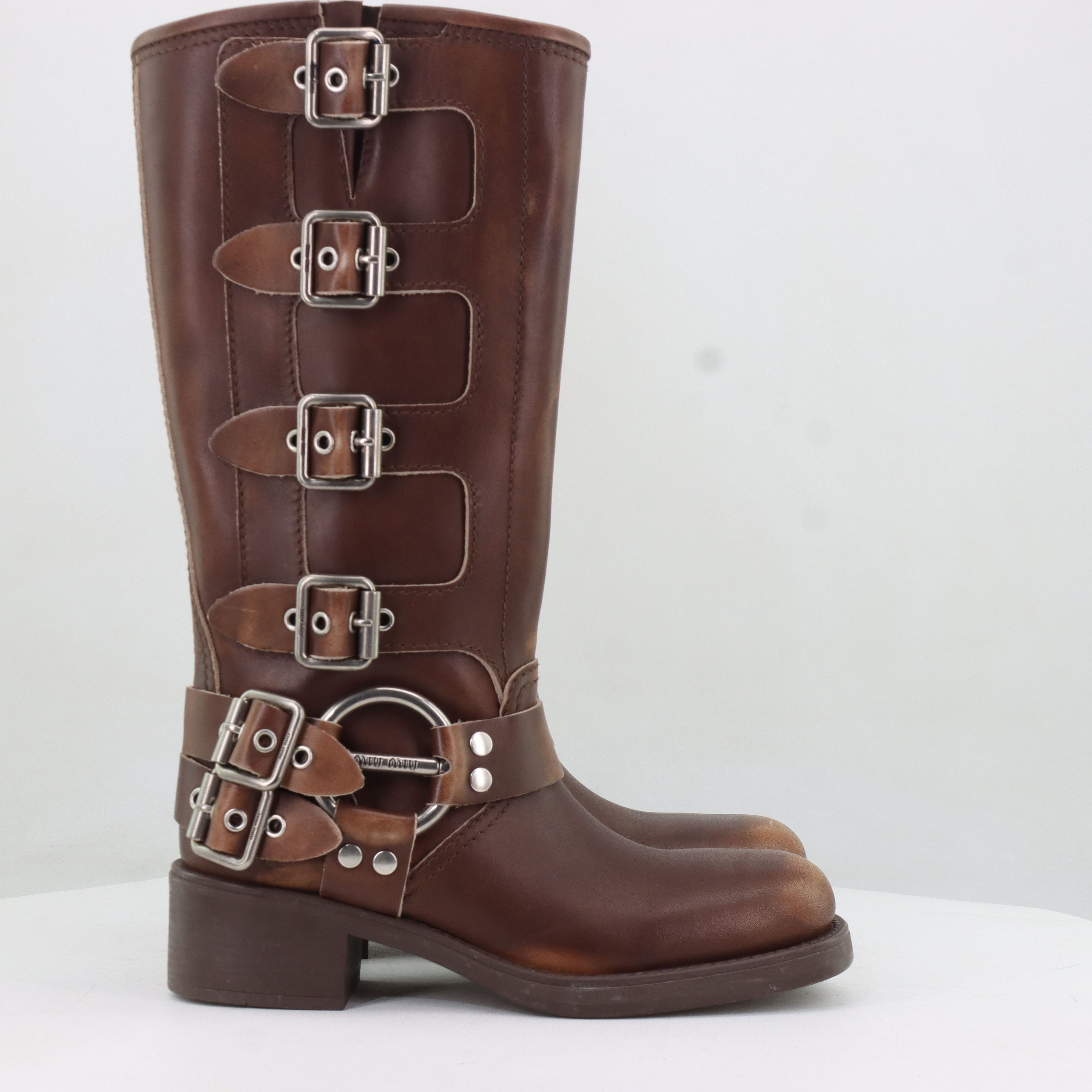 Miu Miu Miu Miu Brown Leather Buckle Boots Size 37 Size US 7 / IT 37 - 3 Thumbnail