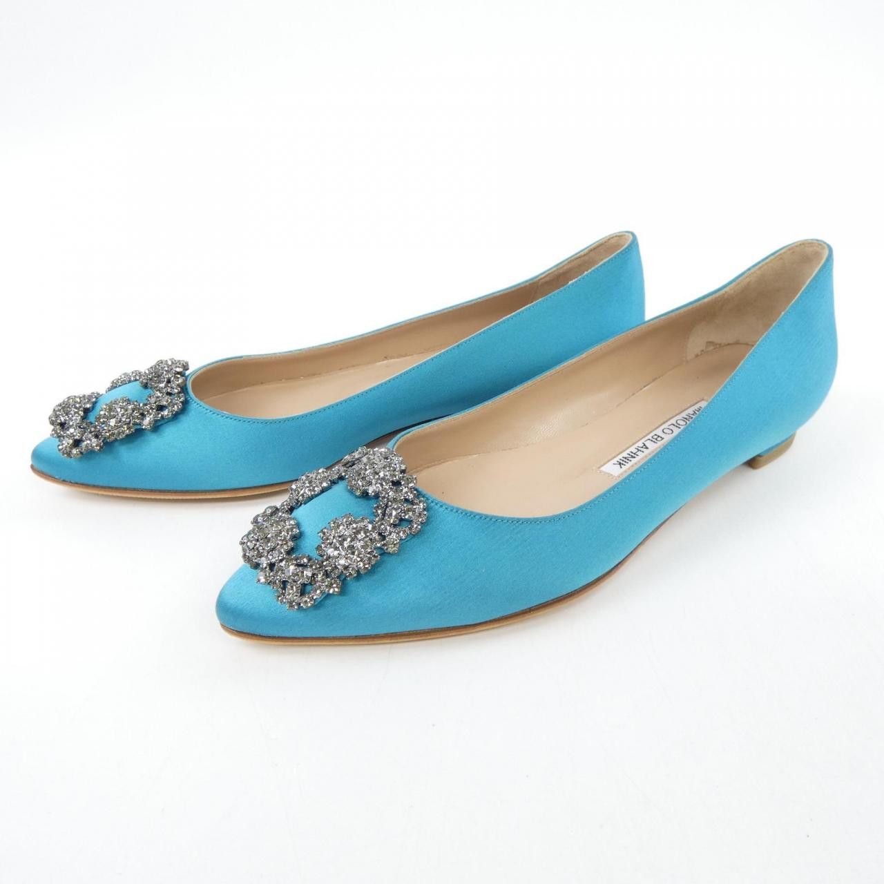 Manolo Blahnik Manolo Blahnik Manolo Blahnik Hangisiflat Satin Flat Shoes Textile Shoes DUTY FREE for USA Size ONE SIZE - 3 Thumbnail