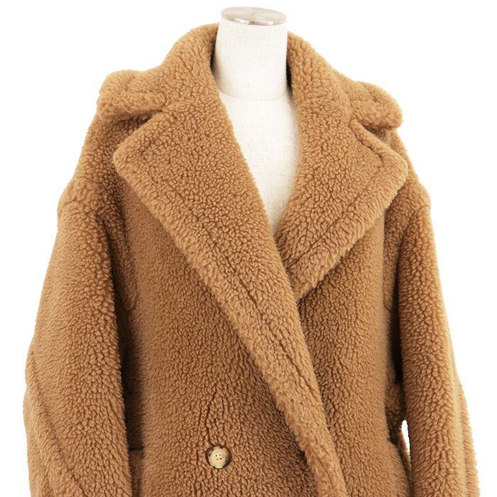 Max Mara Max Mara MaxMara Teddy Bear Icon Camel Silk Coat Textile Outerwear 101606296 DUTY FREE for USA Size ONE SIZE - 11 Thumbnail