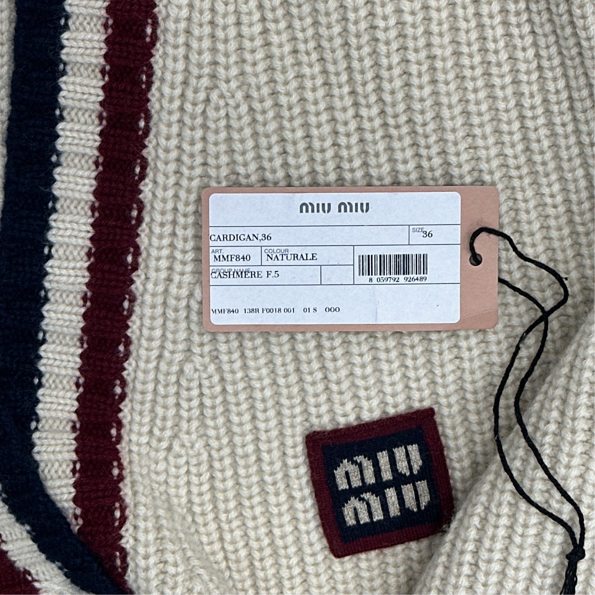 Miu Miu Miu Miu Striped Logo Cardigan Size 36 Size XS / US 0-2 / IT 36-38 - 4 Thumbnail