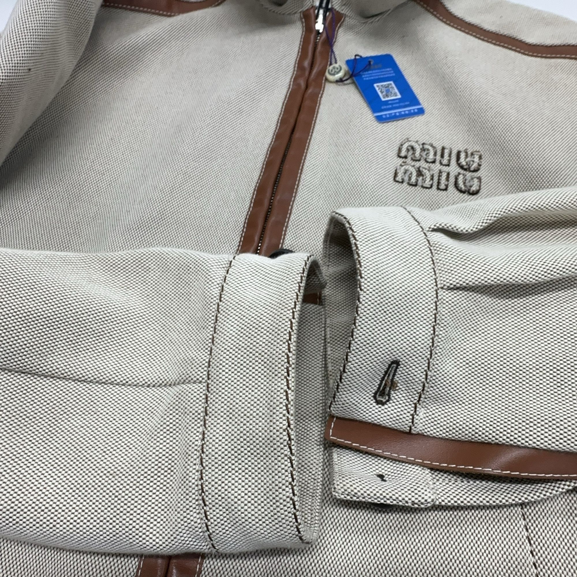 Miu Miu Miu Miu Embroidered Zip Jacket Beige Size 42 Size M / US 6-8 / IT 42-44 - 8 Thumbnail