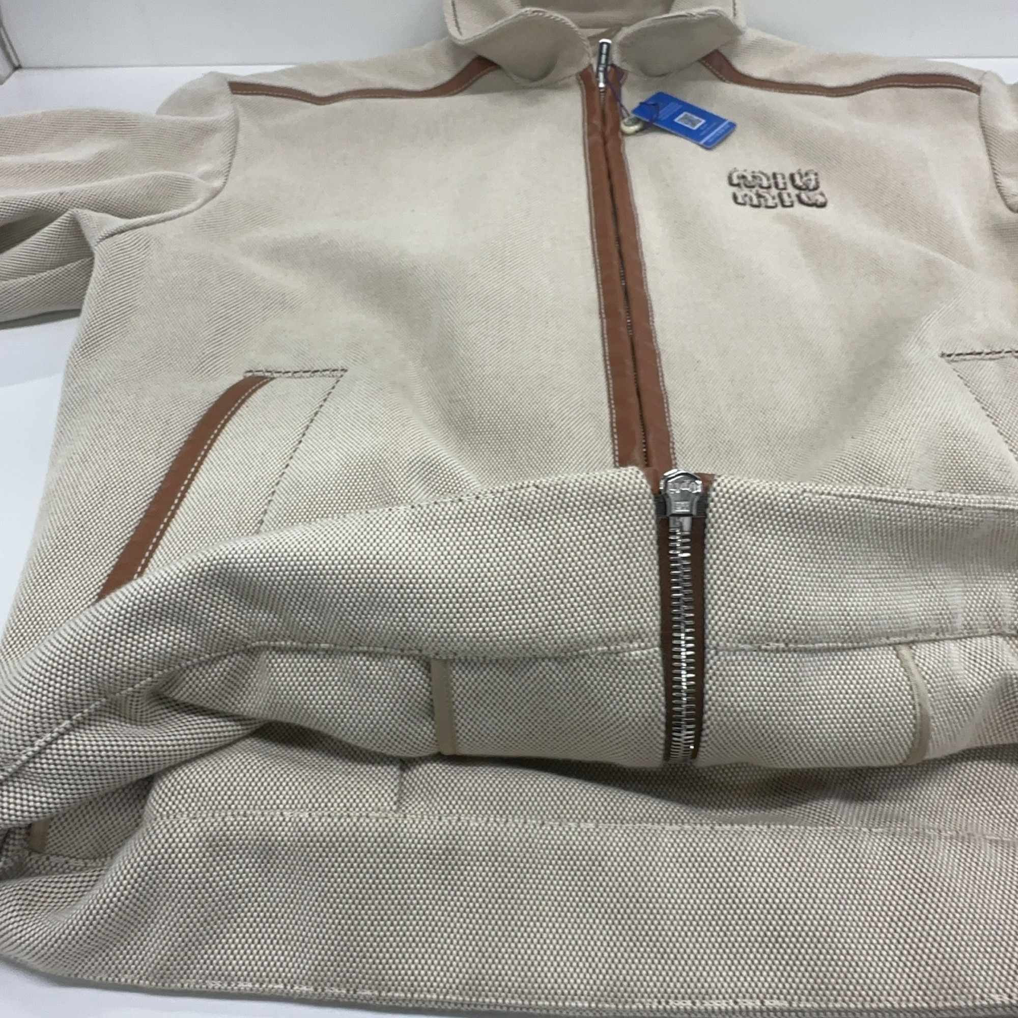 Miu Miu Miu Miu Embroidered Zip Jacket Beige Size 42 Size M / US 6-8 / IT 42-44 - 6 Thumbnail