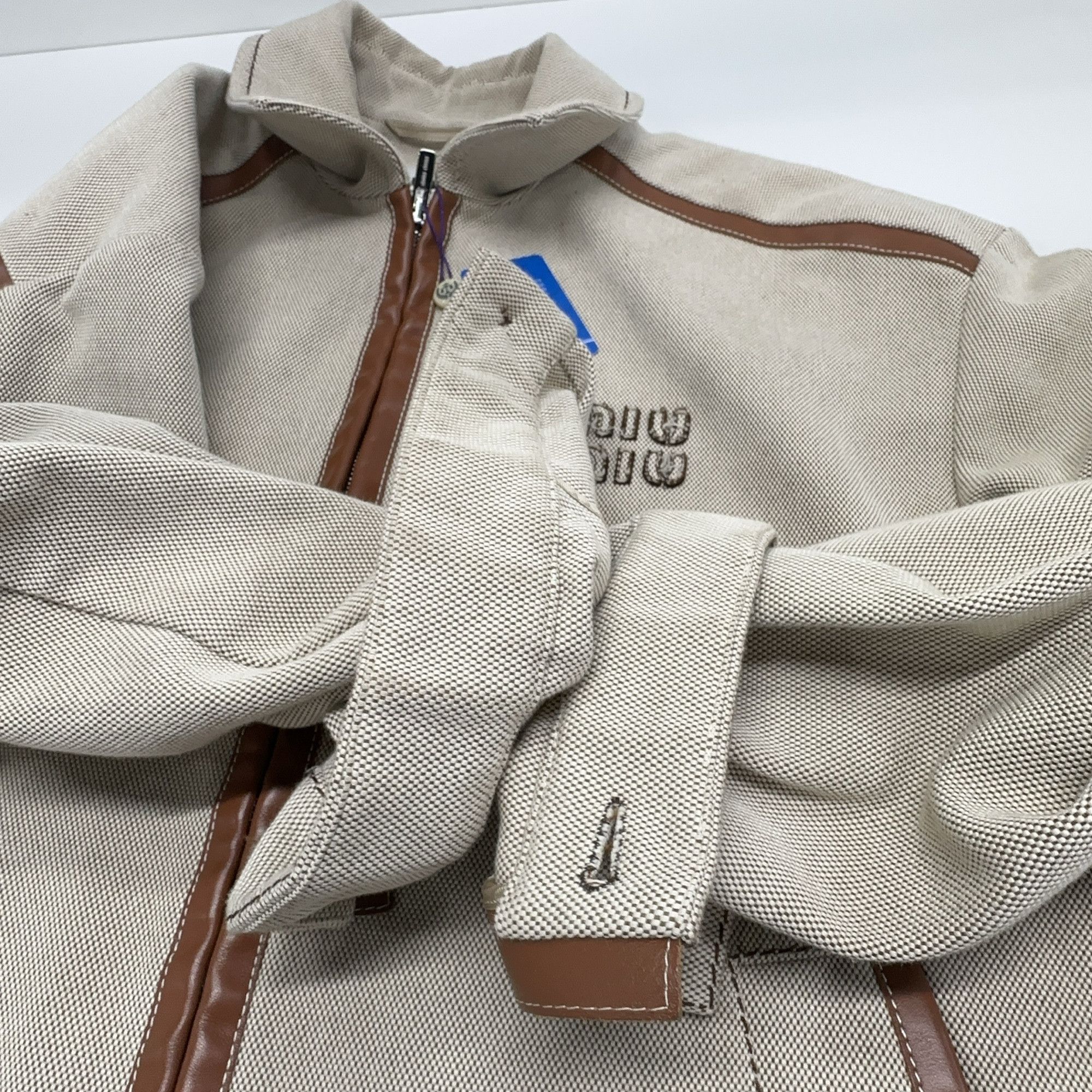 Miu Miu Miu Miu Embroidered Zip Jacket Beige Size 42 Size M / US 6-8 / IT 42-44 - 7 Thumbnail