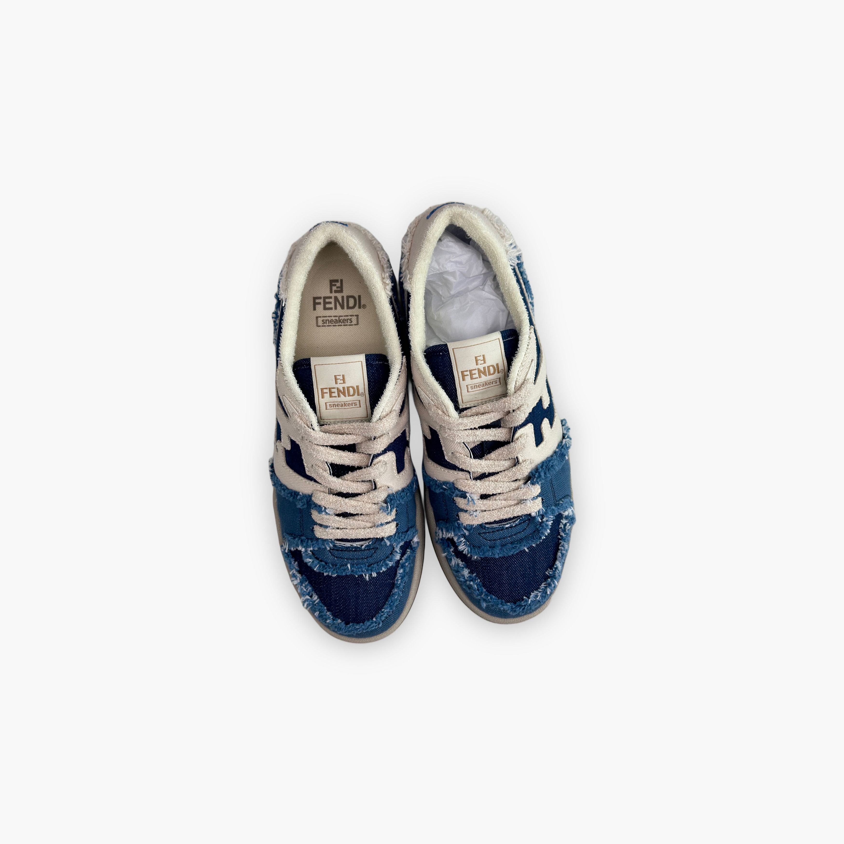 Fendi Fendi Match Frayed Denim Low-Top Sneakers Size 7 Size US 7 / EU 40 - 9 Thumbnail