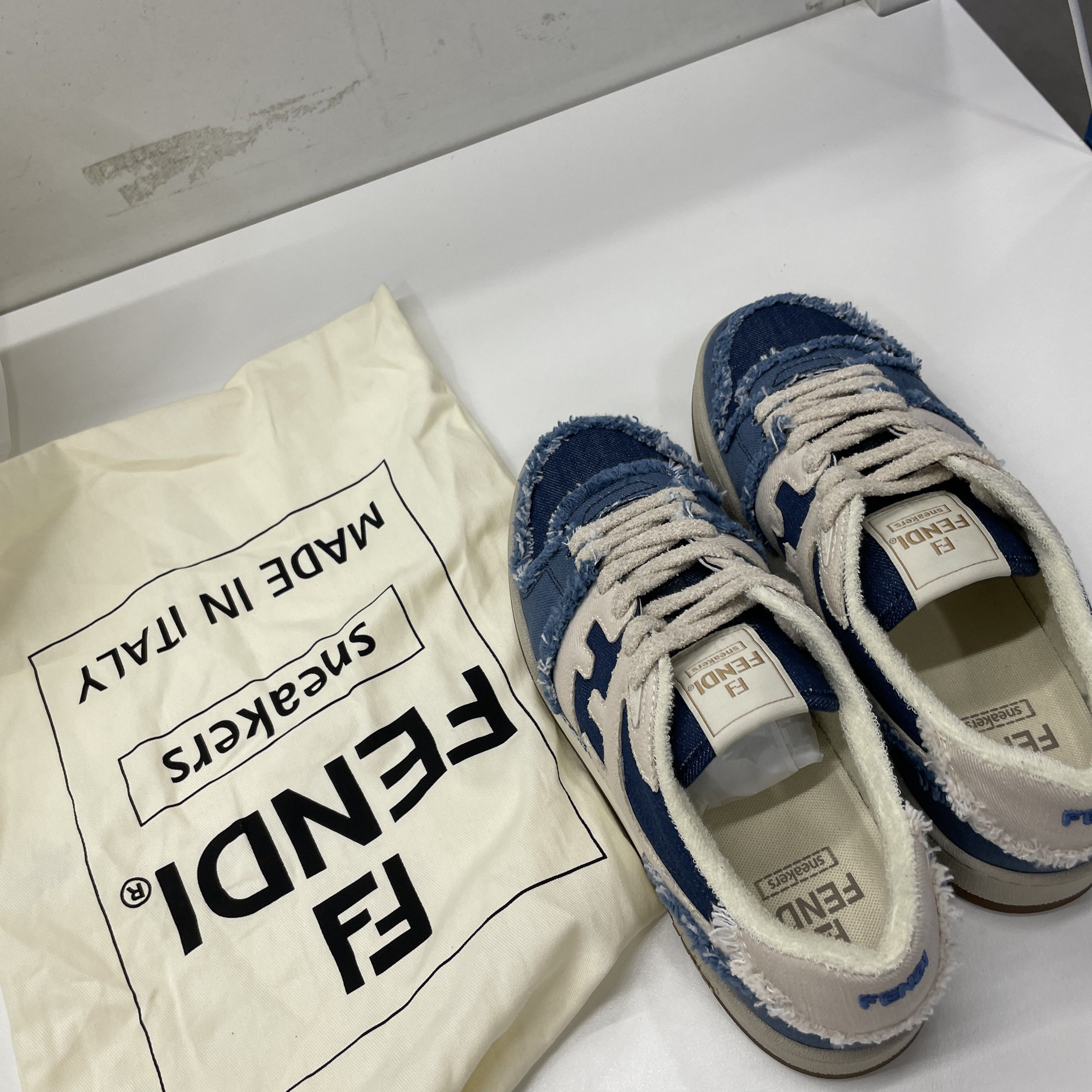 Fendi Fendi Match Frayed Denim Low-Top Sneakers Size 7 Size US 7 / EU 40 - 12 Thumbnail