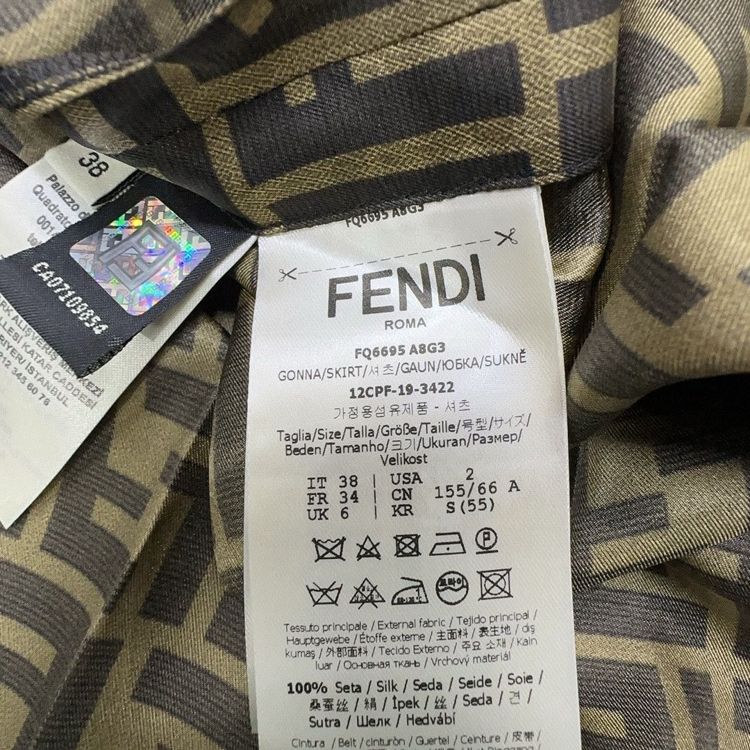 Fendi Fendi FF Logo Print Silk Midi Skirt Size IT 38 Size 26" / US 2 / IT 38 - 4 Thumbnail