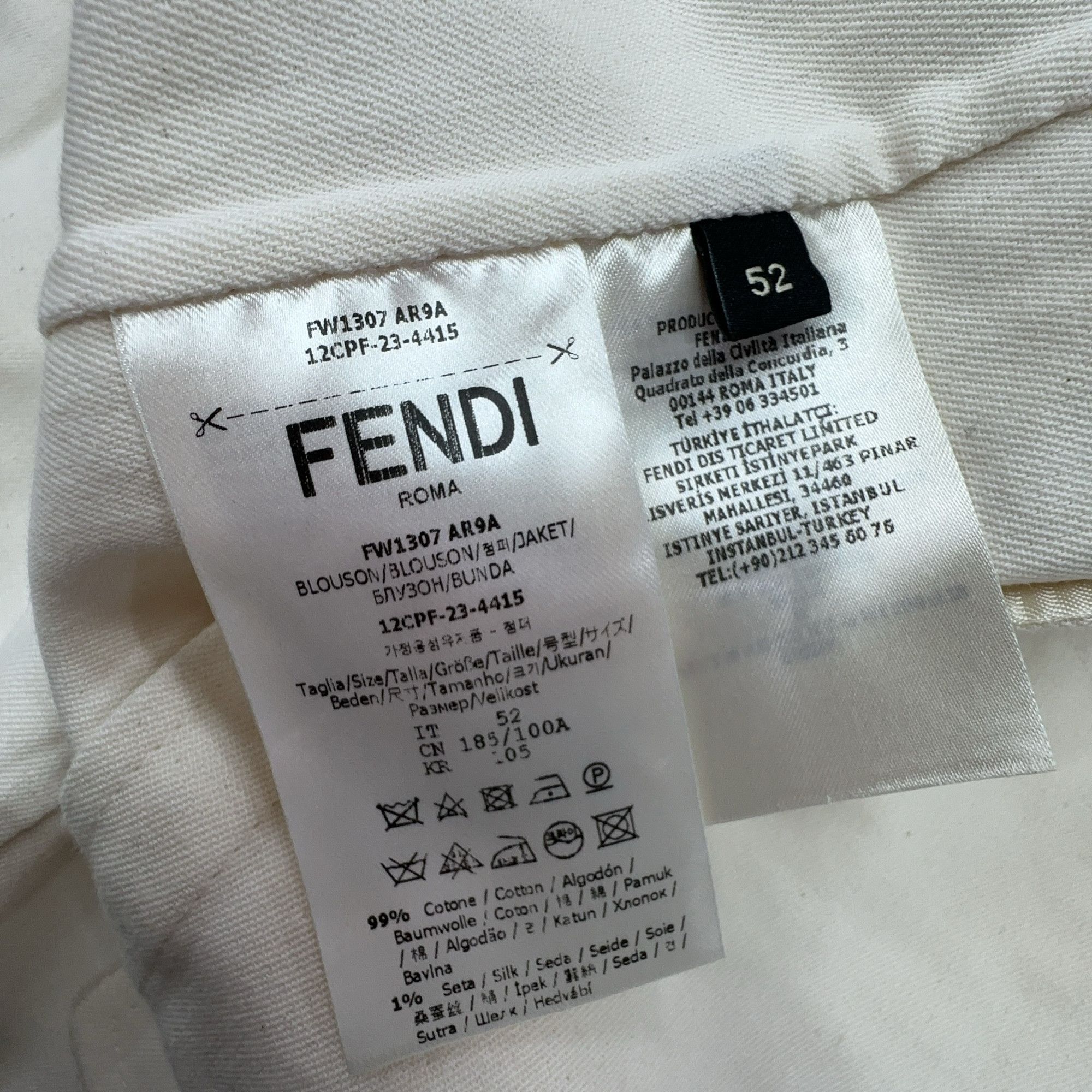 Fendi Fendi White Logo Jacquard Light Jacket Size L Size US L / EU 52-54 / 3 - 3 Thumbnail