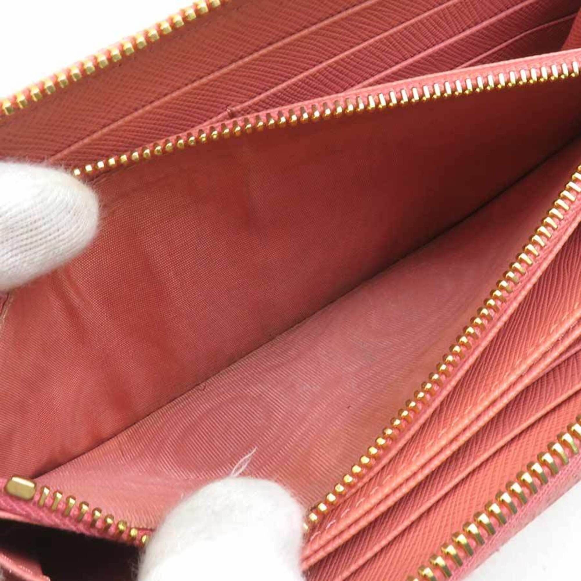 Prada Prada Round Zip Long Wallet Leather Pink Women's r11175a Size ONE SIZE - 6 Thumbnail