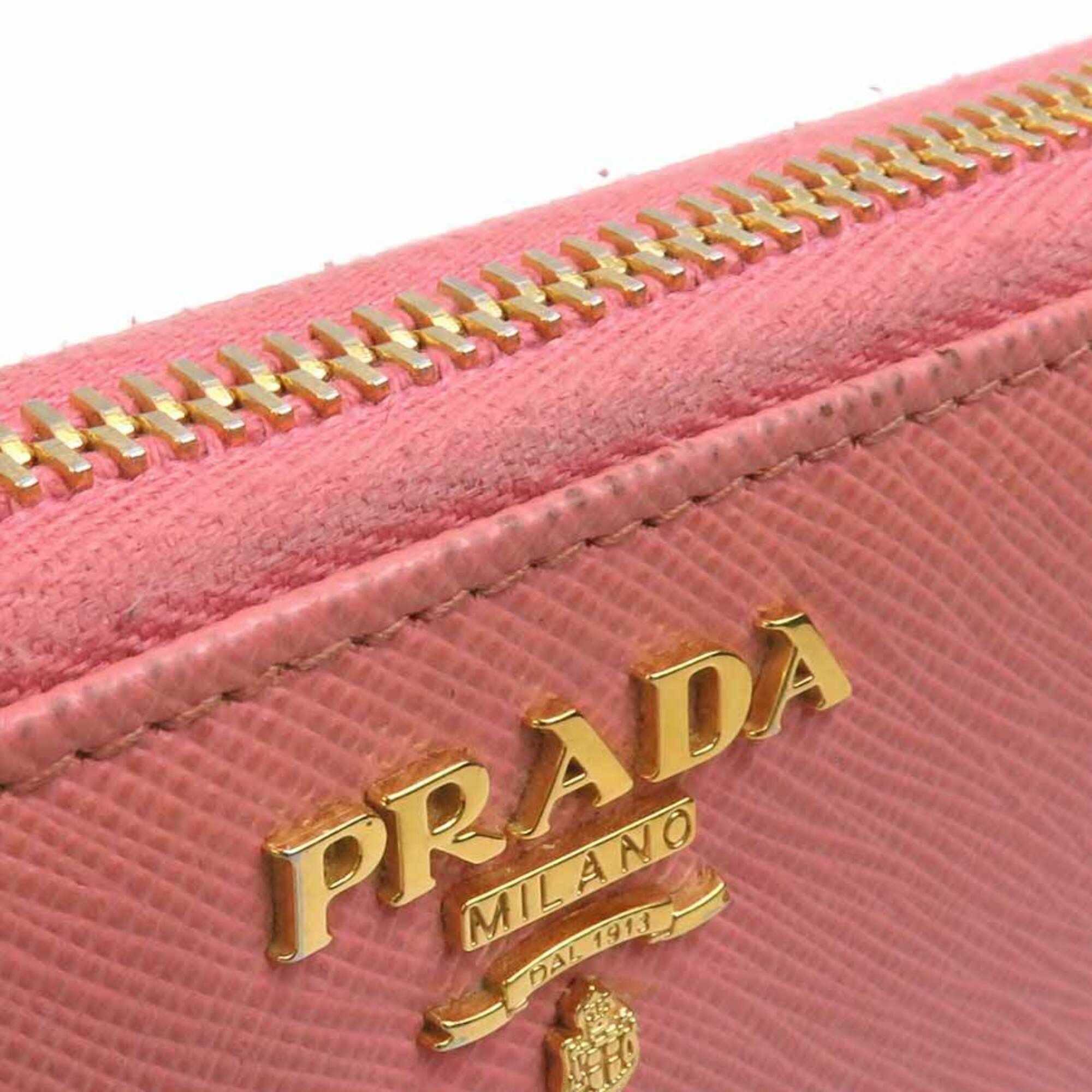 Prada Prada Round Zip Long Wallet Leather Pink Women's r11175a Size ONE SIZE - 9 Thumbnail