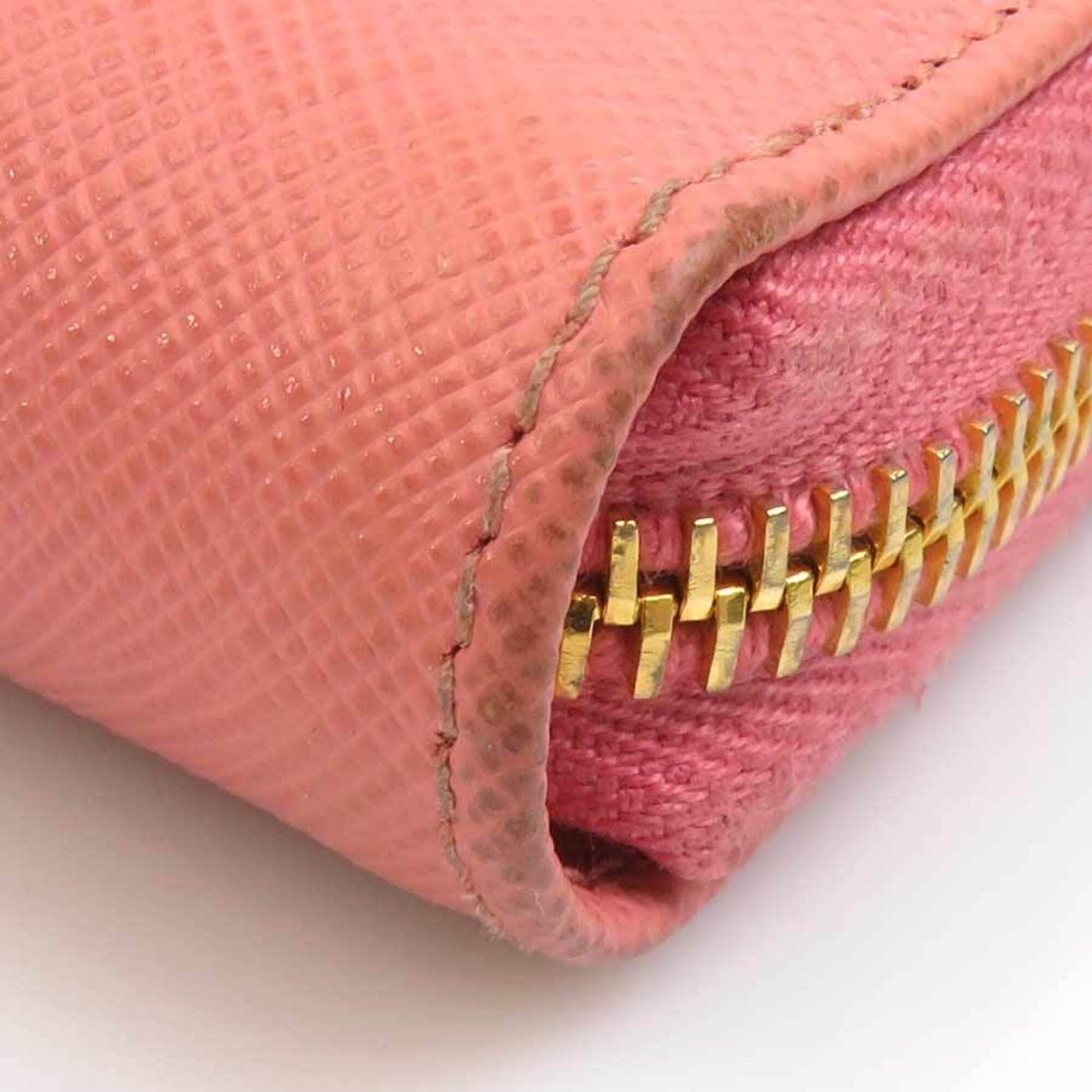 Prada Prada Round Zip Long Wallet Leather Pink Women's r11175a Size ONE SIZE - 7 Thumbnail