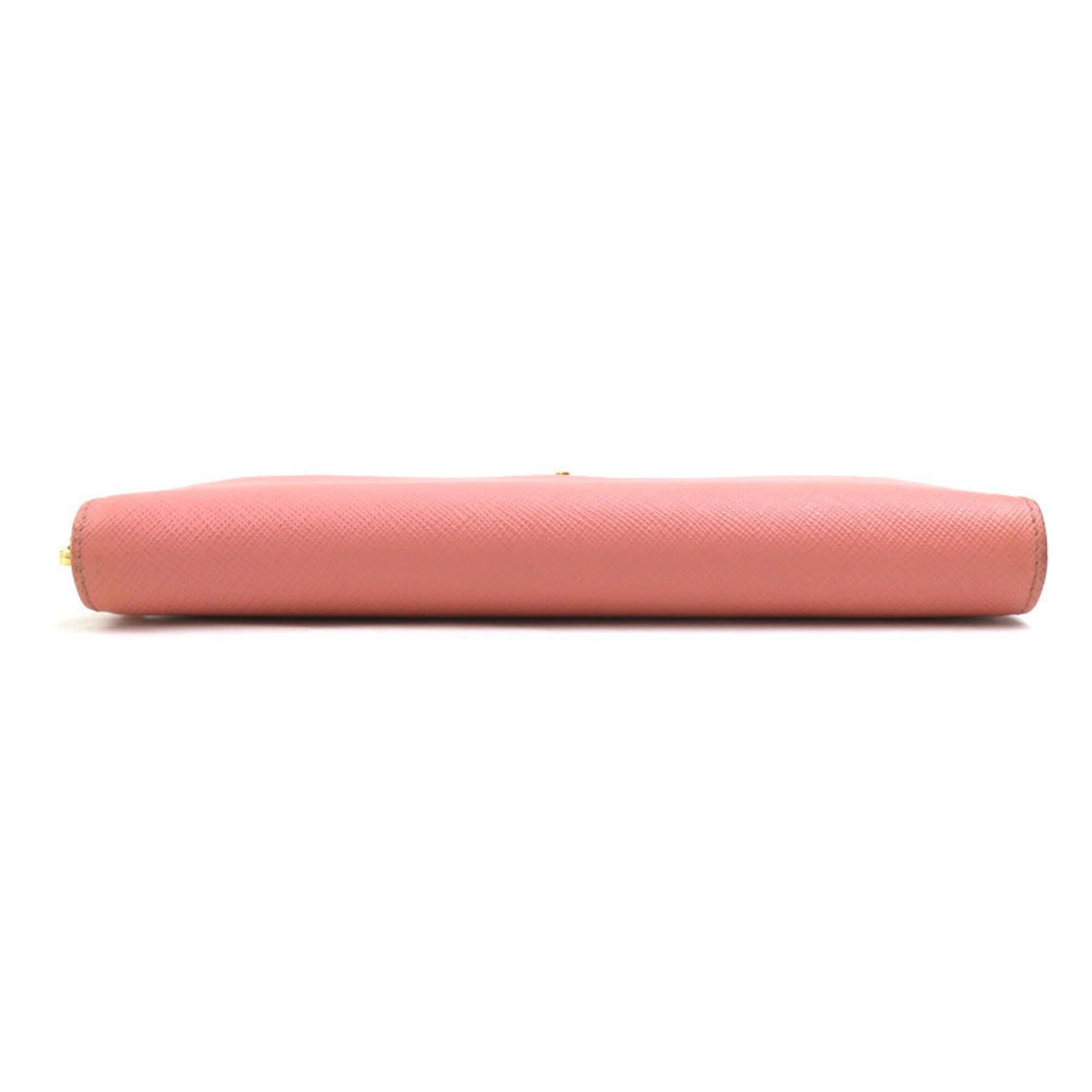 Prada Prada Round Zip Long Wallet Leather Pink Women's r11175a Size ONE SIZE - 4 Thumbnail