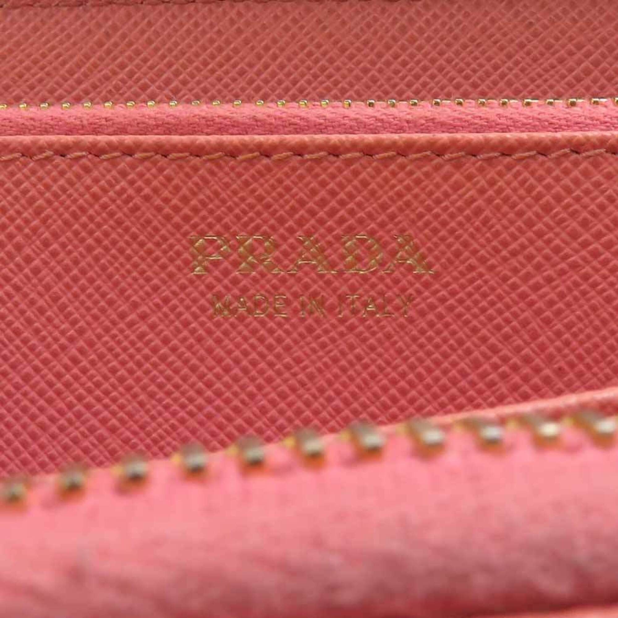 Prada Prada Round Zip Long Wallet Leather Pink Women's r11175a Size ONE SIZE - 16 Thumbnail