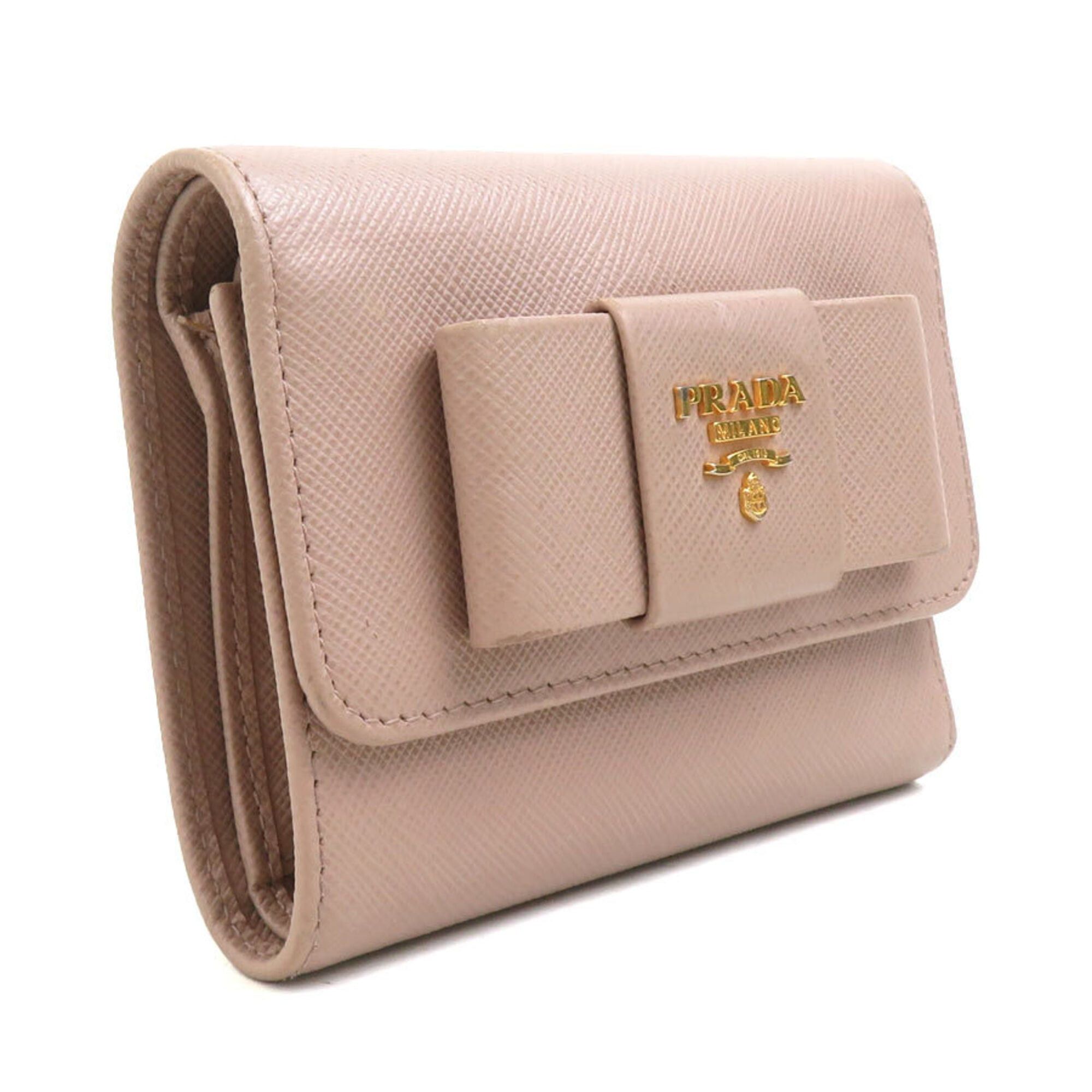 Other Prada Tri-fold Wallet Leather Beige Women's r11178a Size ONE SIZE - 2 Thumbnail