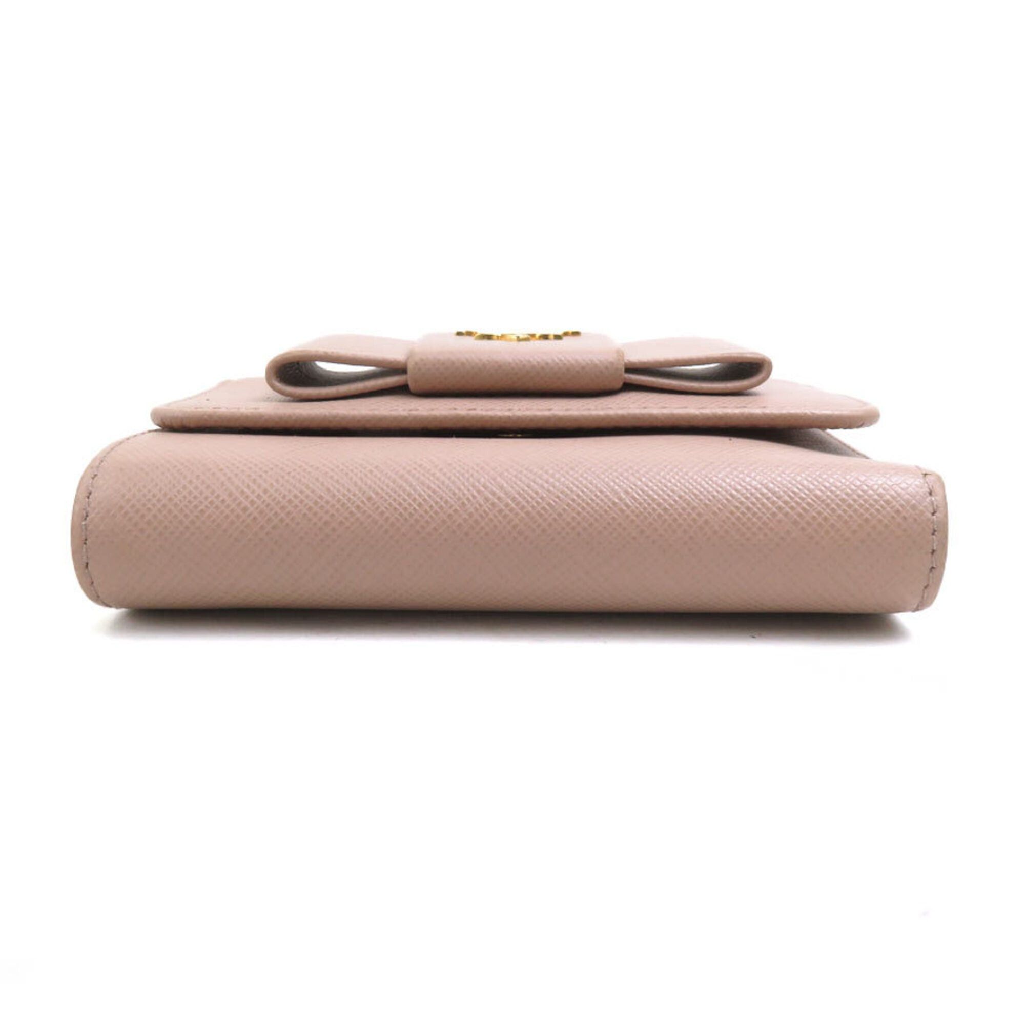 Other Prada Tri-fold Wallet Leather Beige Women's r11178a Size ONE SIZE - 4 Thumbnail