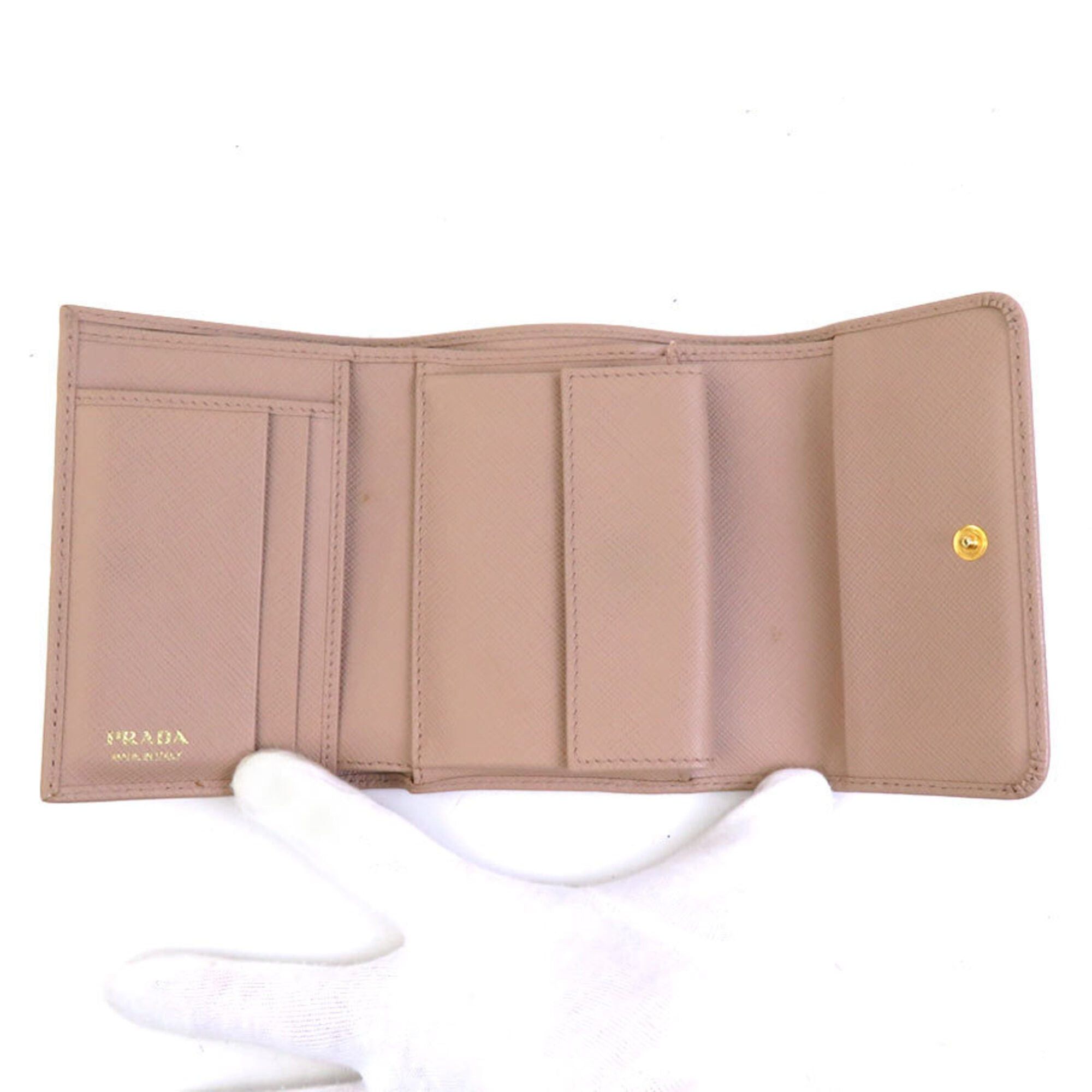 Other Prada Tri-fold Wallet Leather Beige Women's r11178a Size ONE SIZE - 5 Thumbnail
