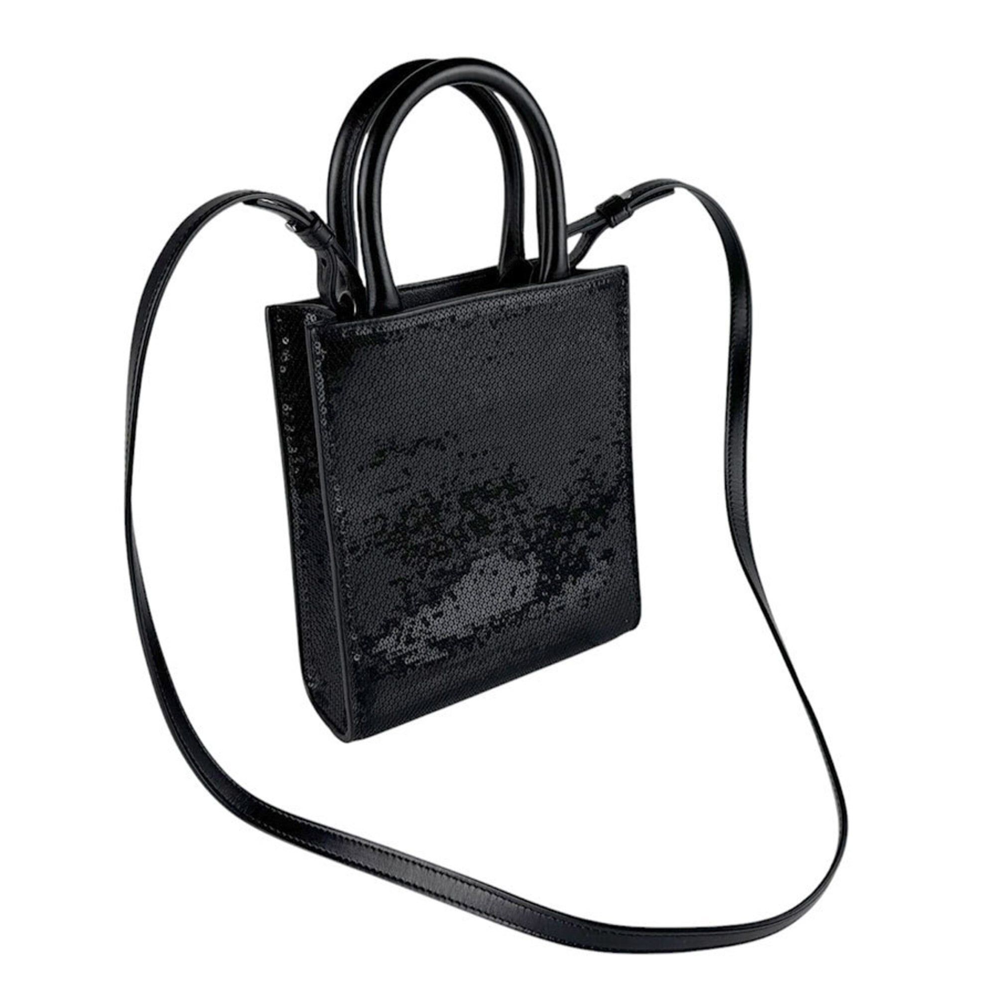 Celine Celine Shoulder Bag Mini Vertical Cabas Sequin Leather Black Women's z9696 Size ONE SIZE - 11 Thumbnail