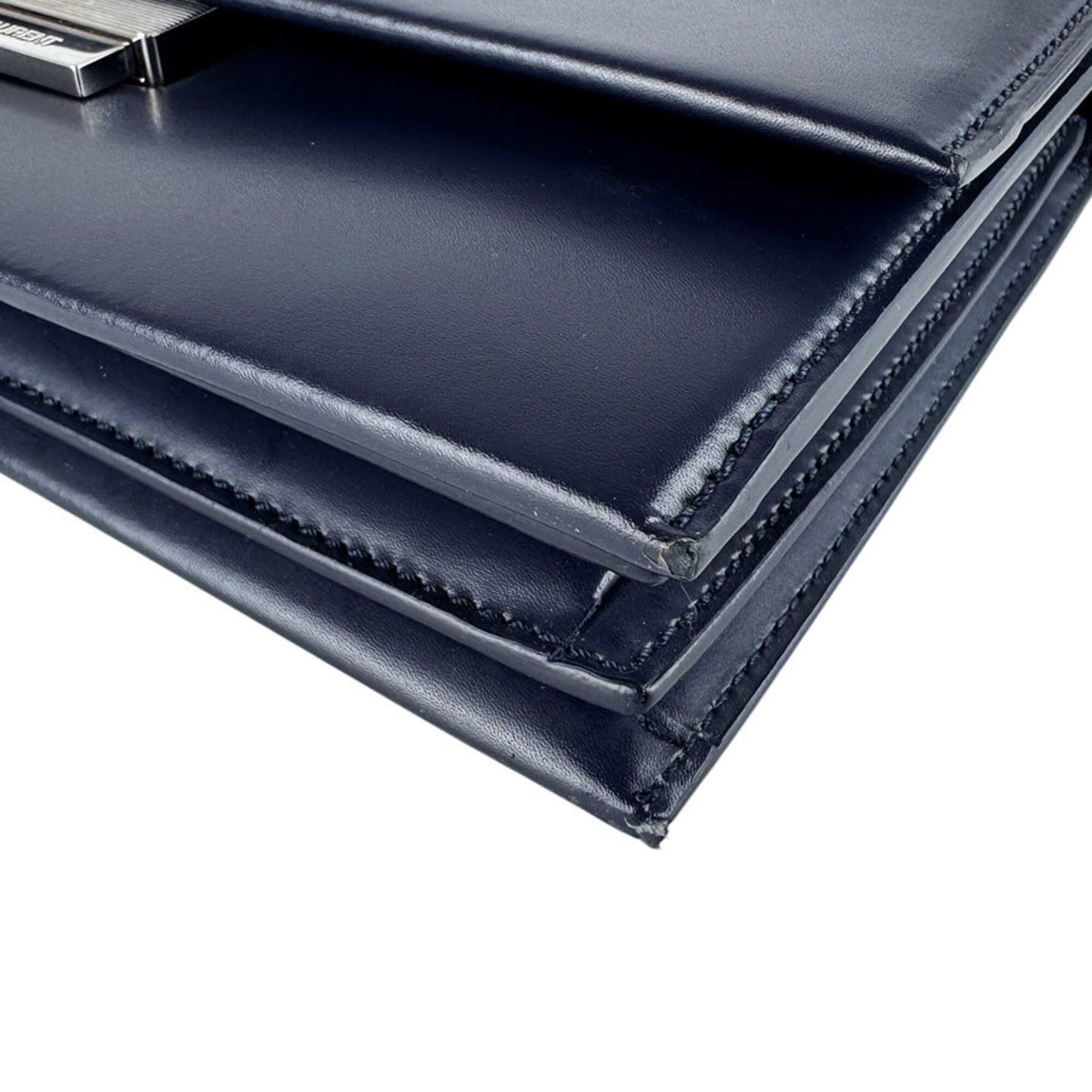 Saint Laurent Paris Saint Laurent shoulder bag, leather, navy, women's, 495913 z9672 Size ONE SIZE - 9 Thumbnail