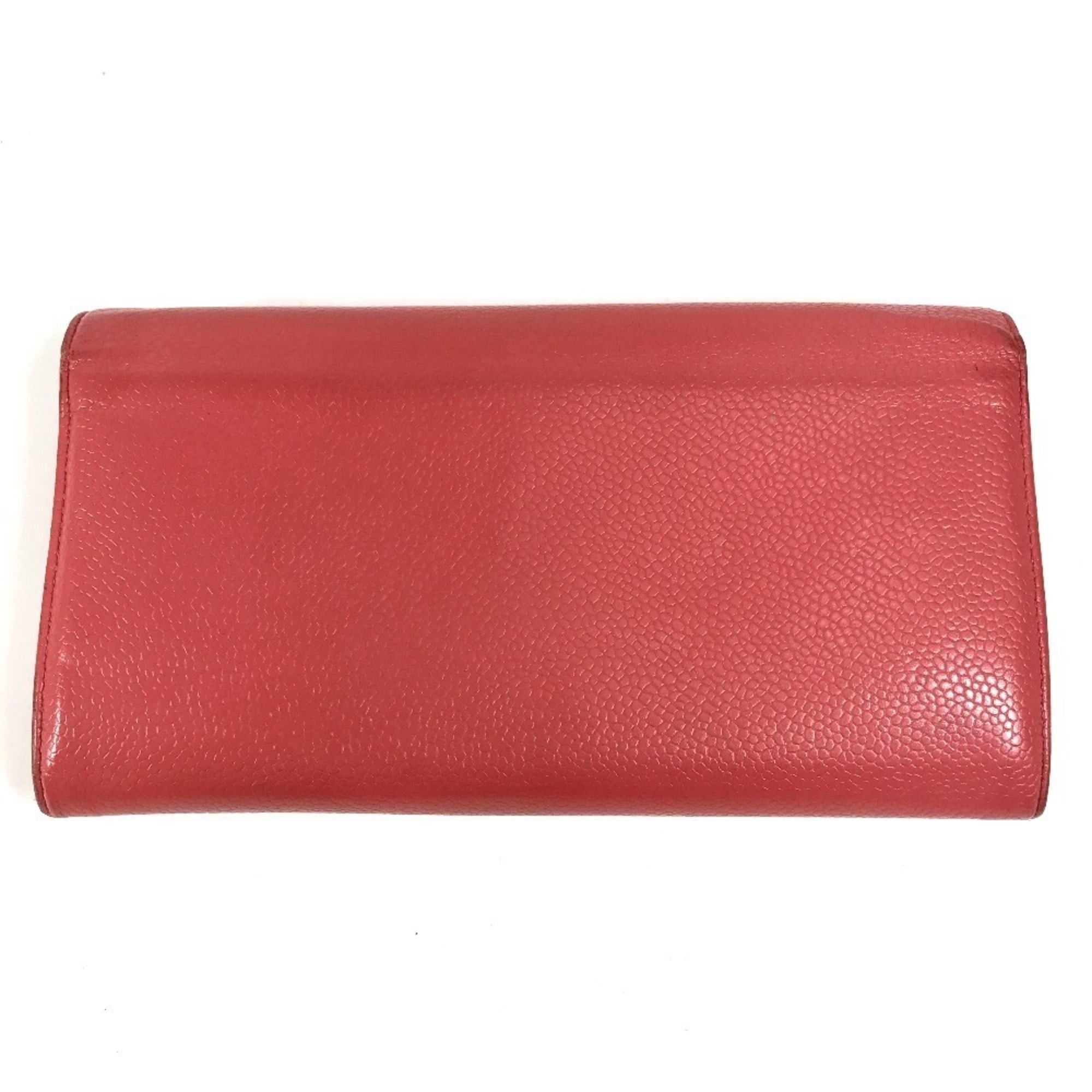 Chanel CHANEL CC Coco Mark Logo Long Wallet, Flap Closure, Caviar Leather, Men's & Women's, Red Size ONE SIZE - 2 Thumbnail