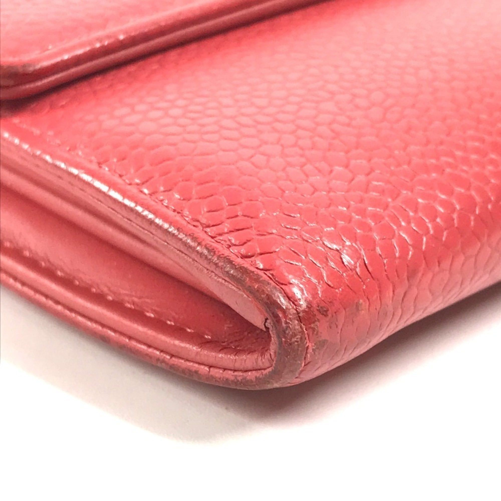 Chanel CHANEL CC Coco Mark Logo Long Wallet, Flap Closure, Caviar Leather, Men's & Women's, Red Size ONE SIZE - 7 Thumbnail