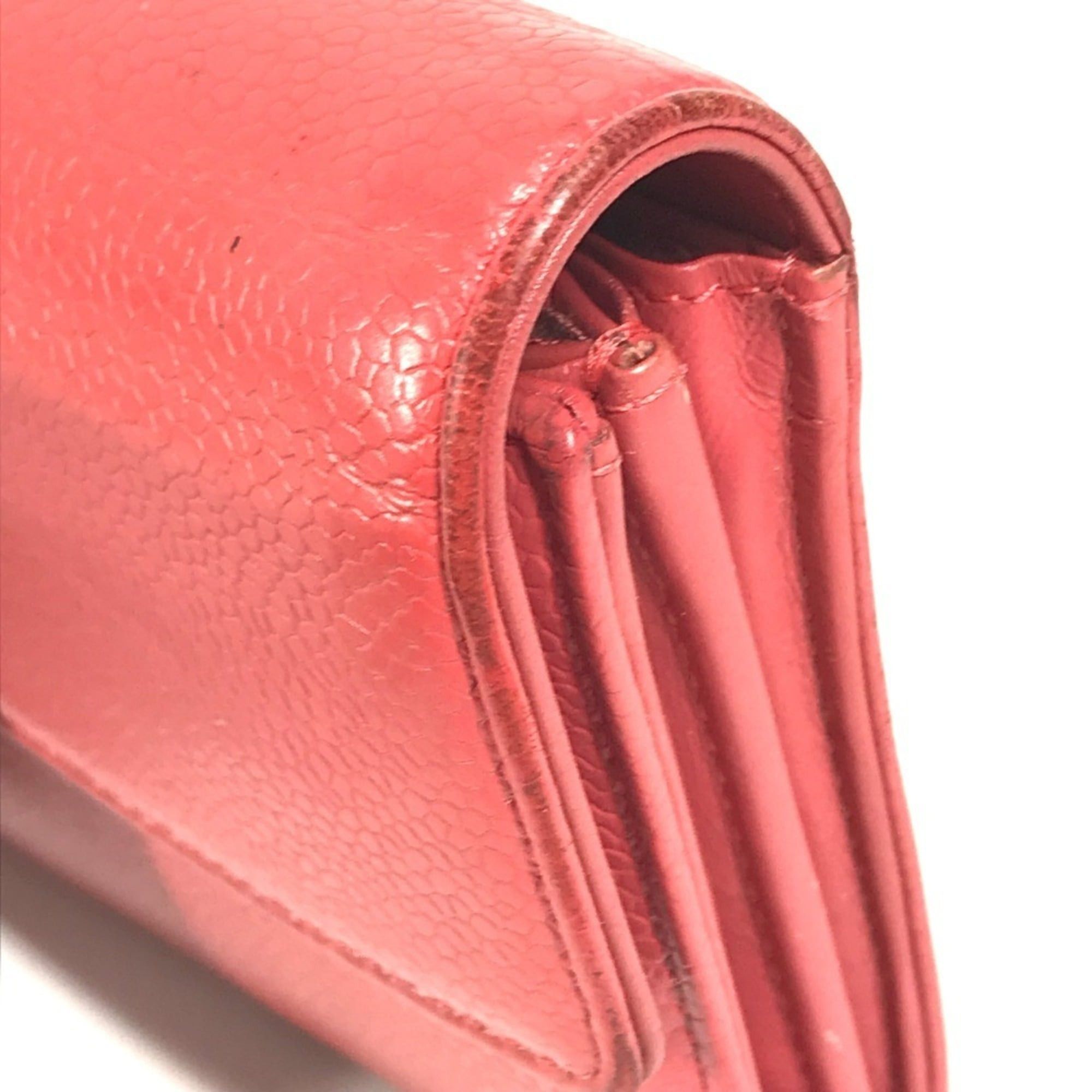 Chanel CHANEL CC Coco Mark Logo Long Wallet, Flap Closure, Caviar Leather, Men's & Women's, Red Size ONE SIZE - 8 Thumbnail