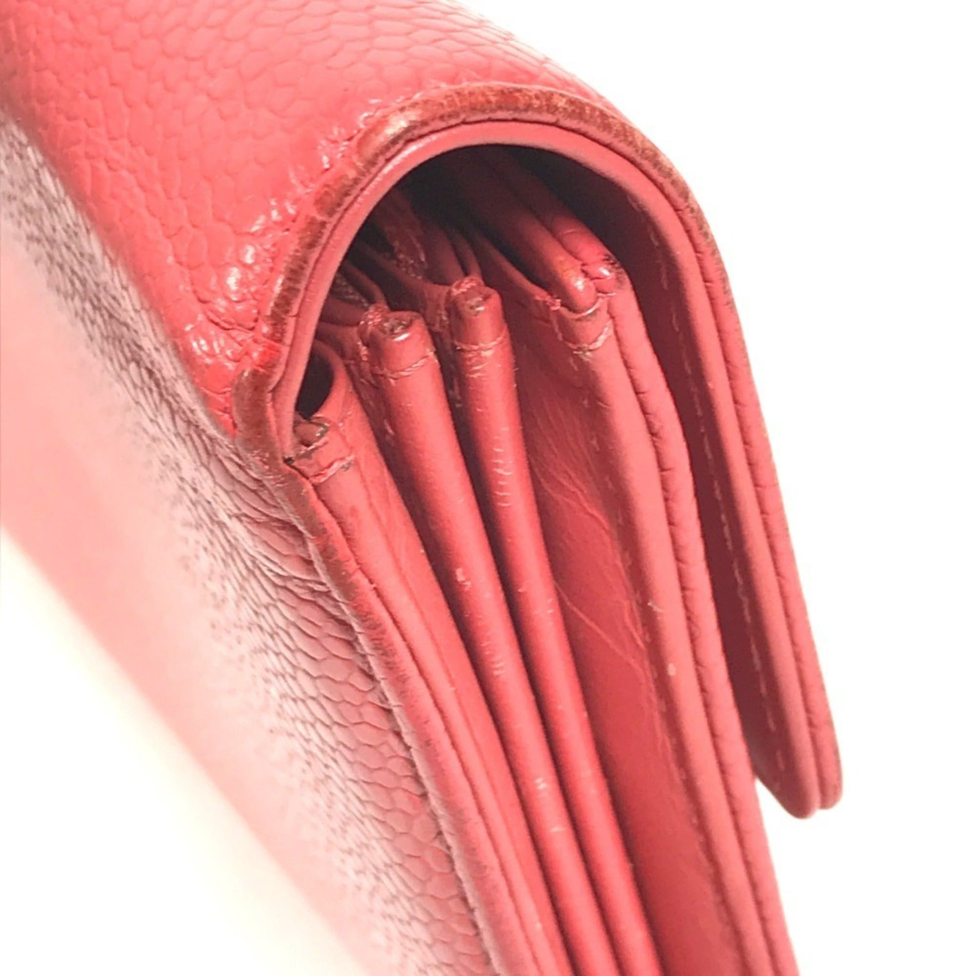 Chanel CHANEL CC Coco Mark Logo Long Wallet, Flap Closure, Caviar Leather, Men's & Women's, Red Size ONE SIZE - 9 Thumbnail