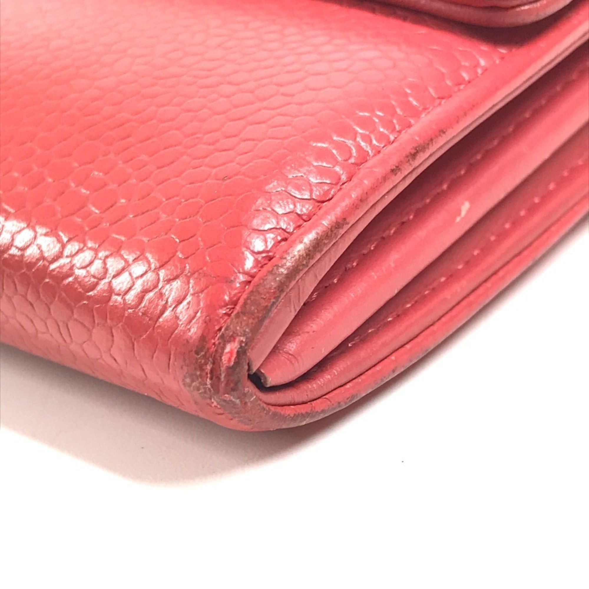 Chanel CHANEL CC Coco Mark Logo Long Wallet, Flap Closure, Caviar Leather, Men's & Women's, Red Size ONE SIZE - 6 Thumbnail