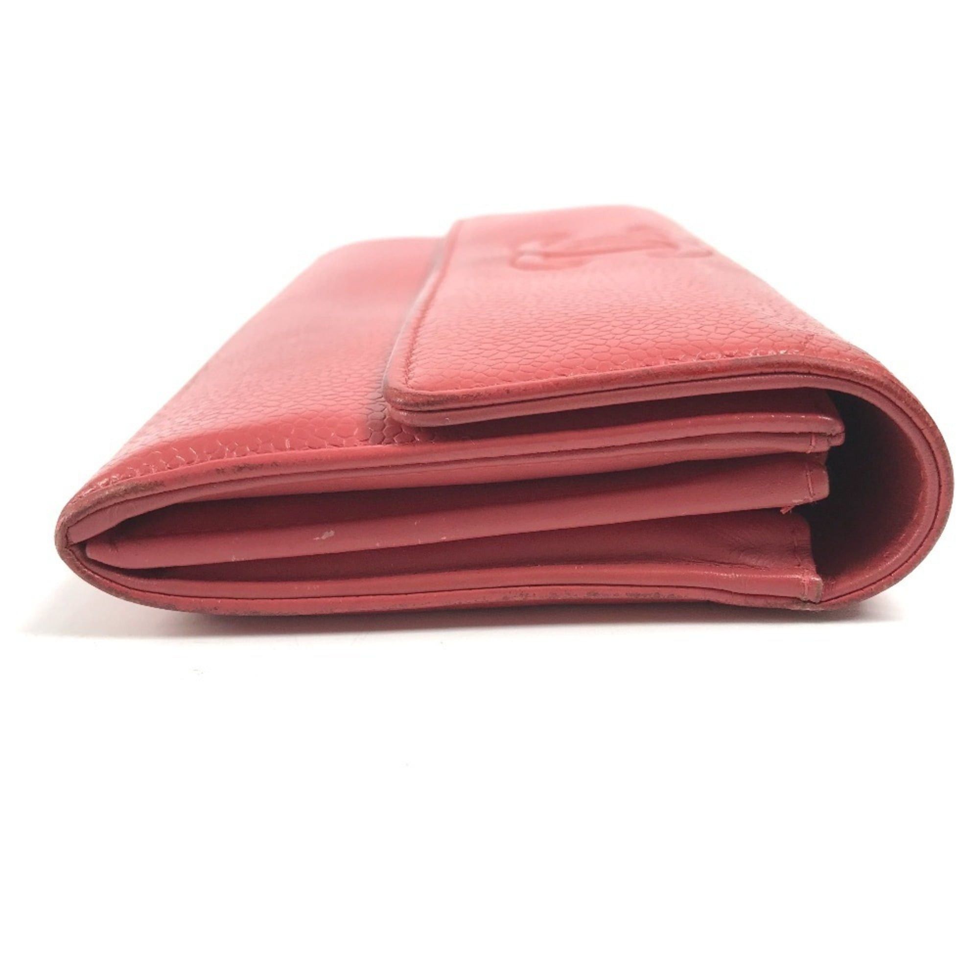 Chanel CHANEL CC Coco Mark Logo Long Wallet, Flap Closure, Caviar Leather, Men's & Women's, Red Size ONE SIZE - 4 Thumbnail