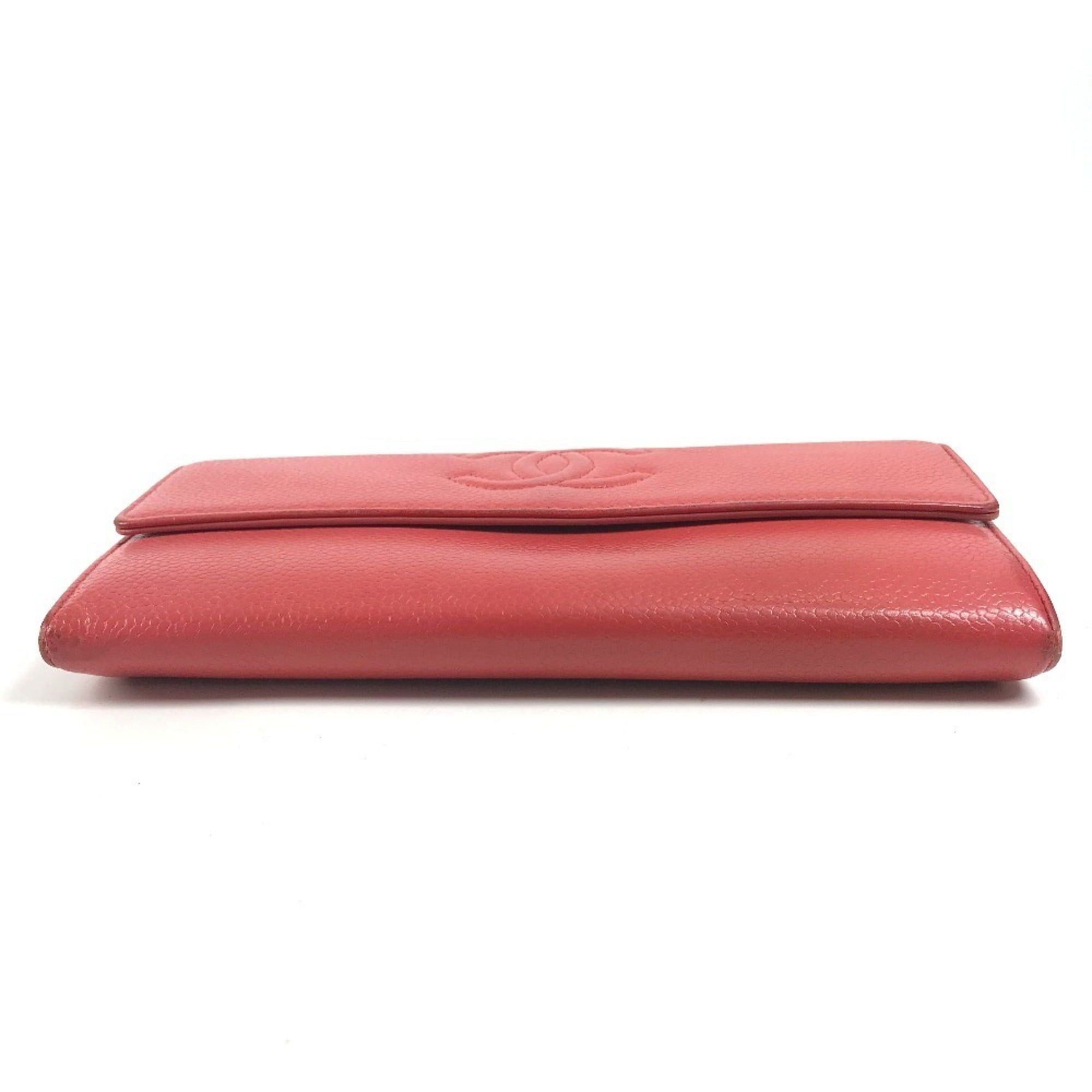 Chanel CHANEL CC Coco Mark Logo Long Wallet, Flap Closure, Caviar Leather, Men's & Women's, Red Size ONE SIZE - 5 Thumbnail