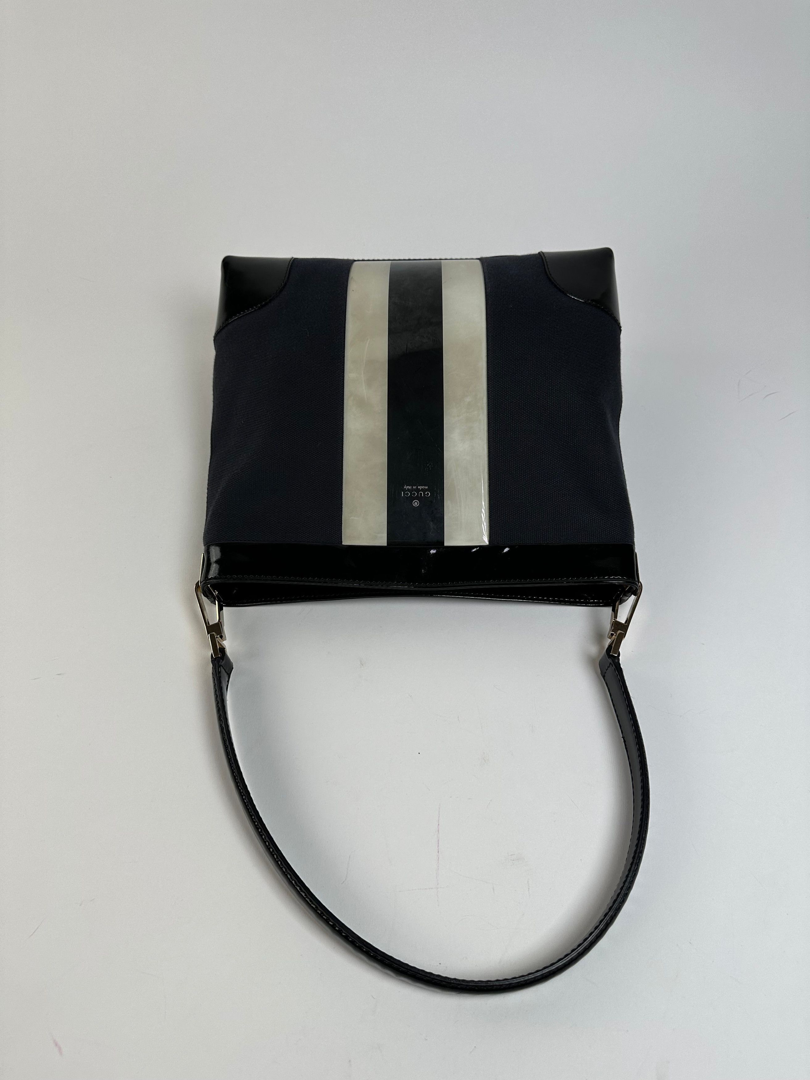 Gucci Vintage Canvas Shoulder Bag Black White Size ONE SIZE - 8 Thumbnail