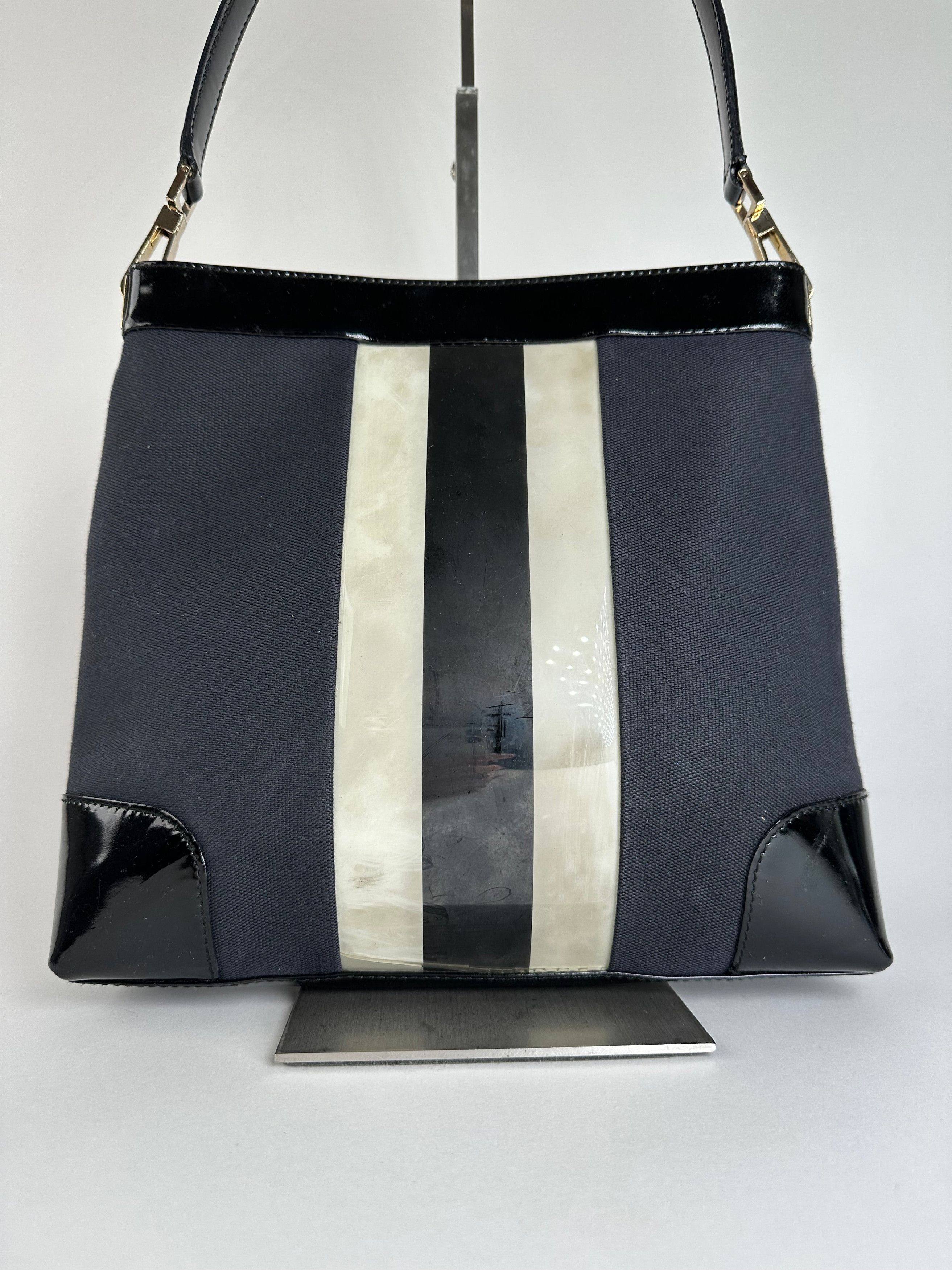 Gucci Vintage Canvas Shoulder Bag Black White Size ONE SIZE - 12 Thumbnail