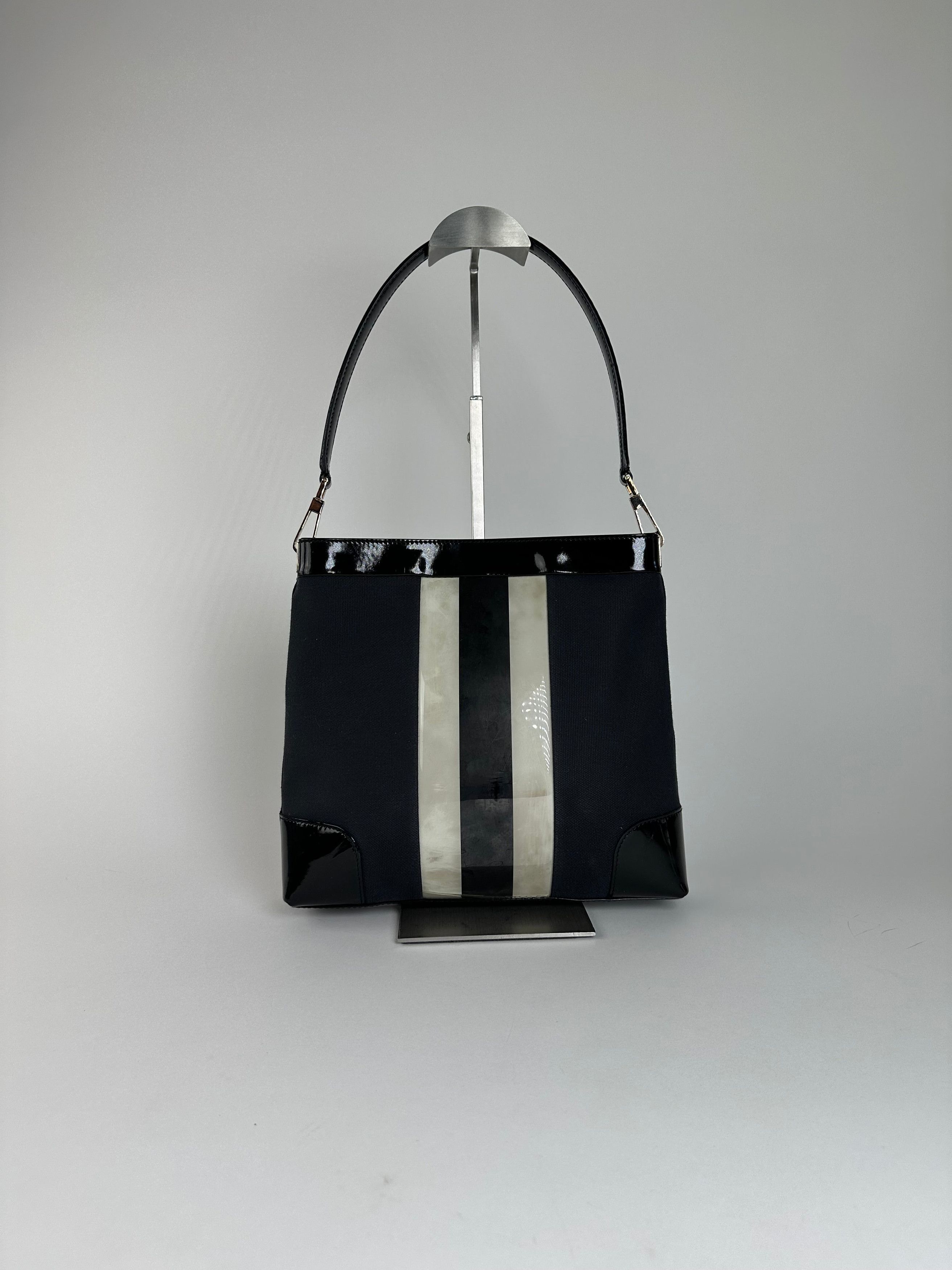 Gucci Vintage Canvas Shoulder Bag Black White Size ONE SIZE - 2 Thumbnail