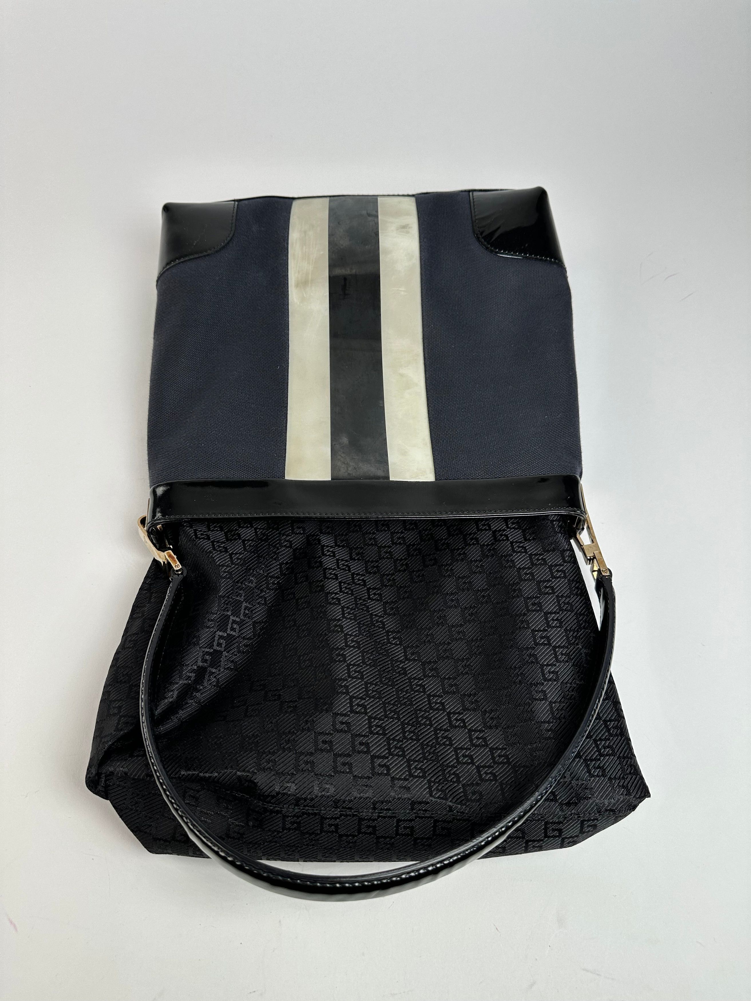 Gucci Vintage Canvas Shoulder Bag Black White Size ONE SIZE - 3 Thumbnail