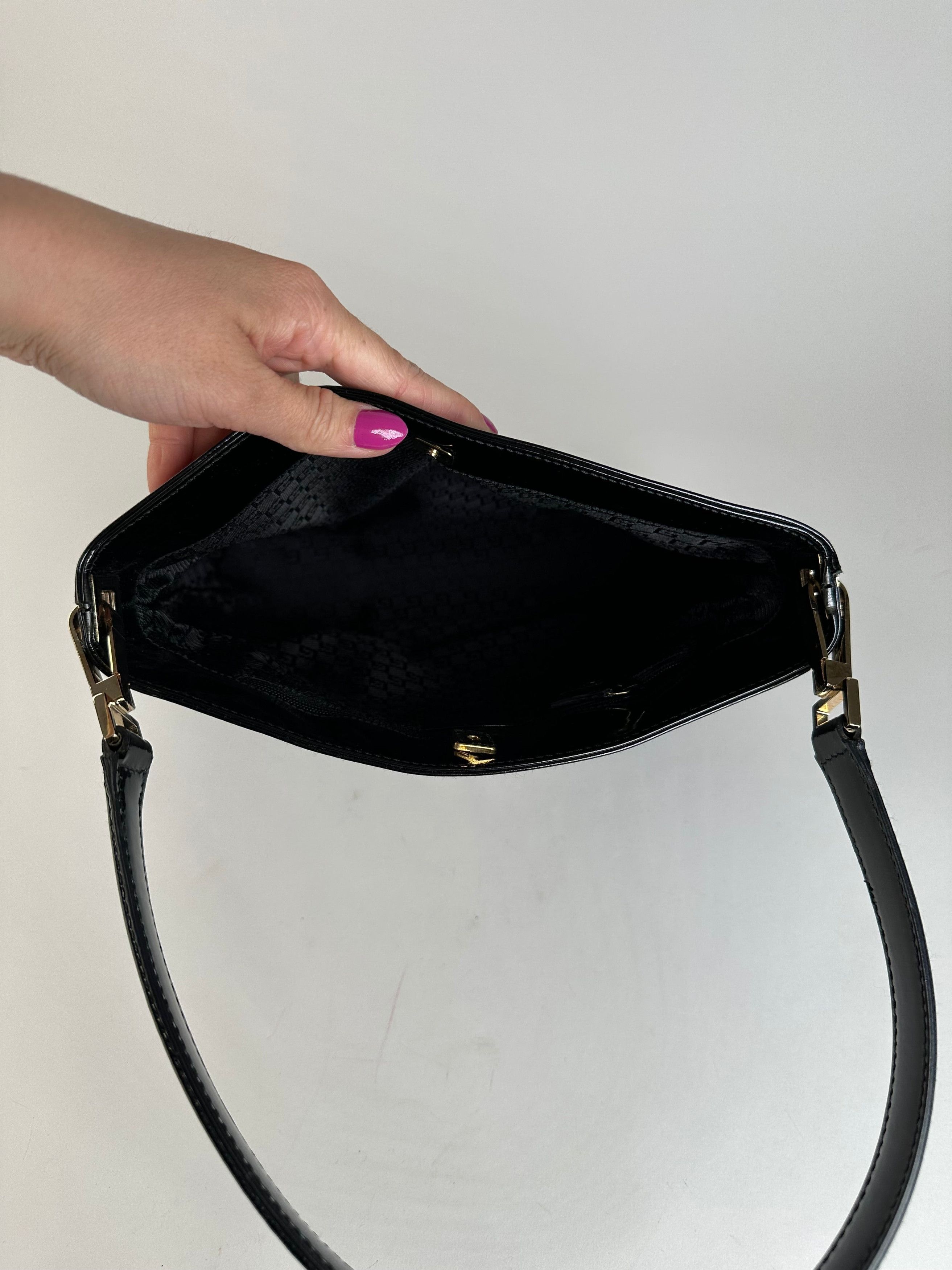 Gucci Vintage Canvas Shoulder Bag Black White Size ONE SIZE - 10 Thumbnail